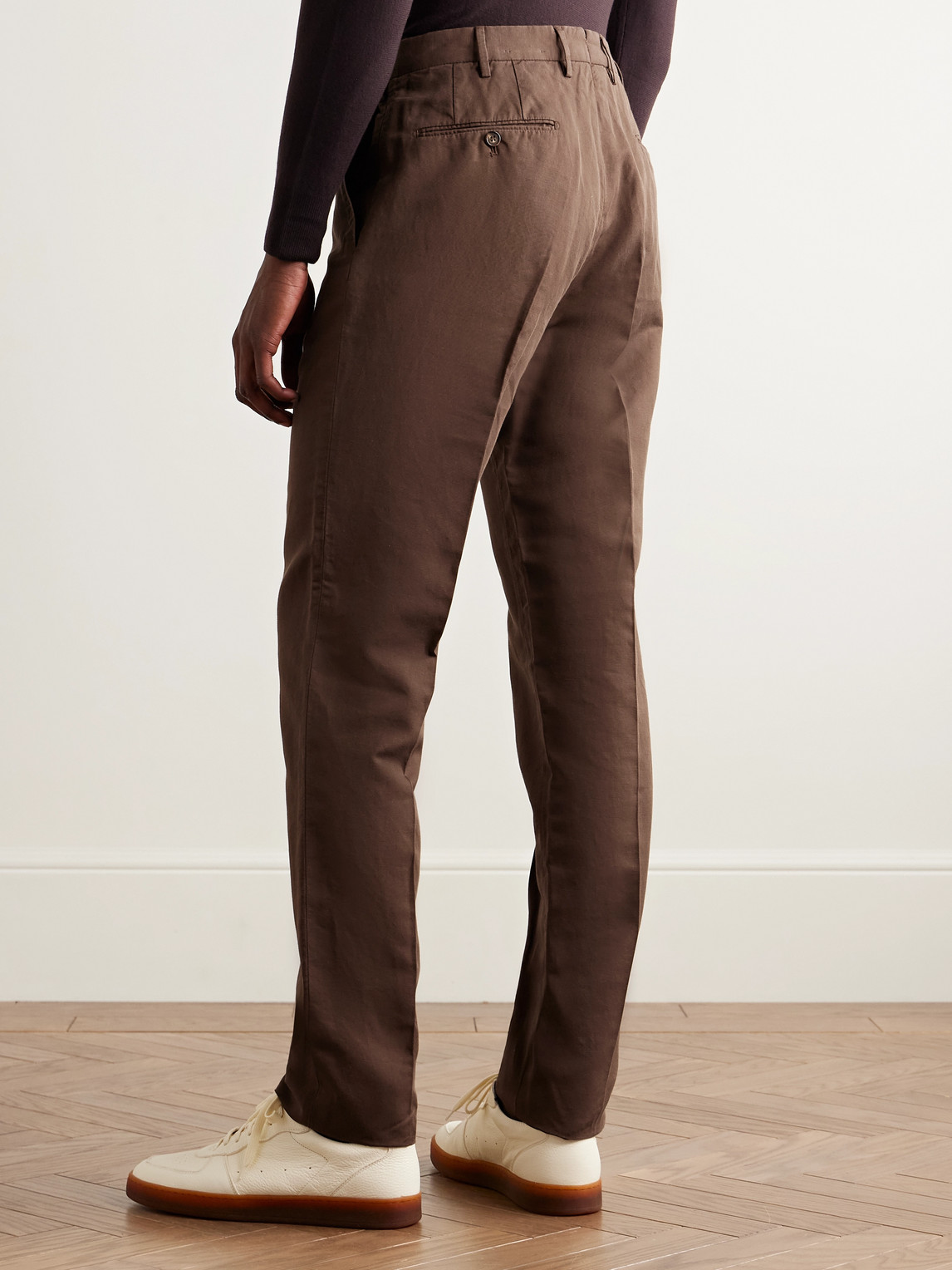 Incotex Venezia 1951 Slim-fit Garment-dyed Chinolino Trousers In Brown