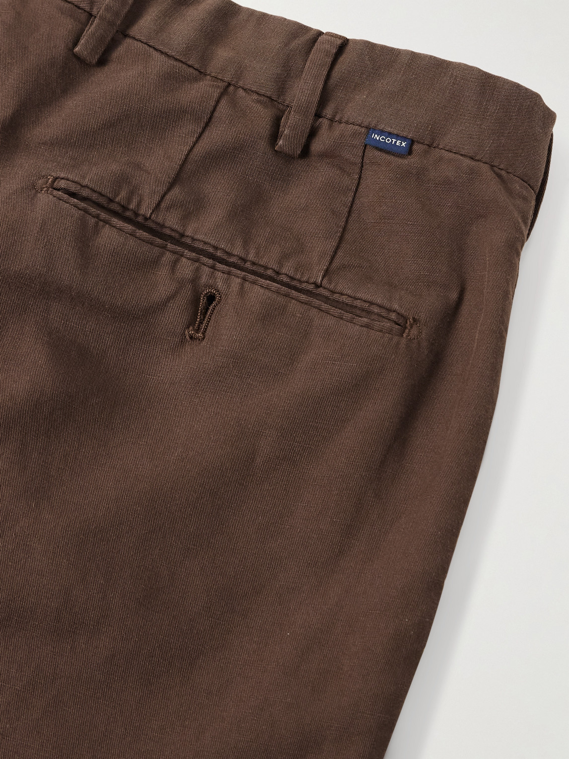 Incotex Venezia 1951 Slim-fit Garment-dyed Chinolino Trousers In Brown