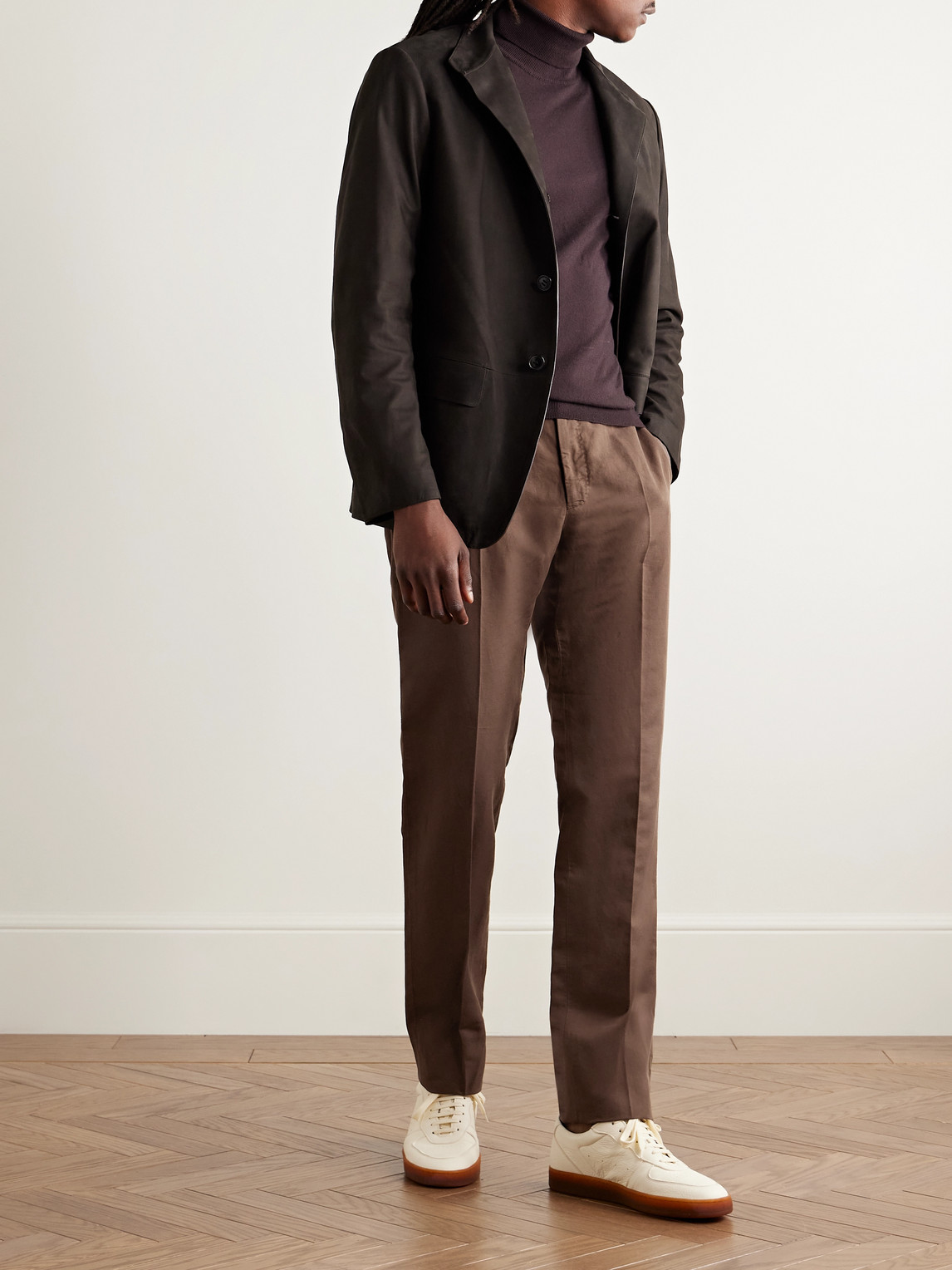 Incotex Venezia 1951 Slim-fit Garment-dyed Chinolino Trousers In Brown