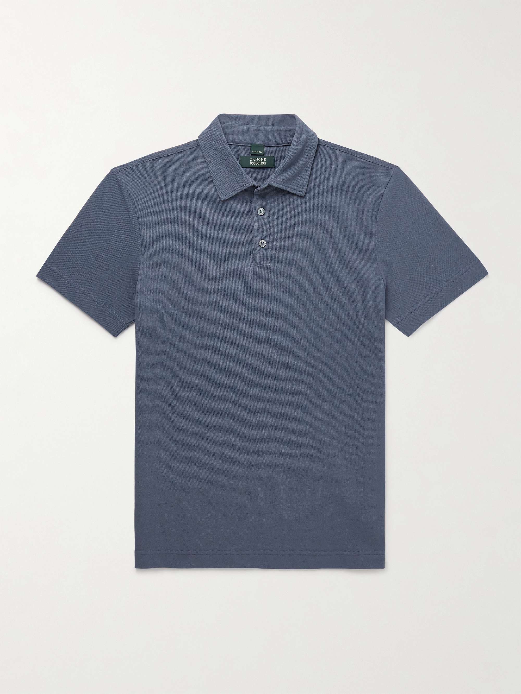 早割シーズン券 | Shirt Polo Cotton Ice Slim-Fit Zanone Blue INCOTEX PORTER MR | トップス