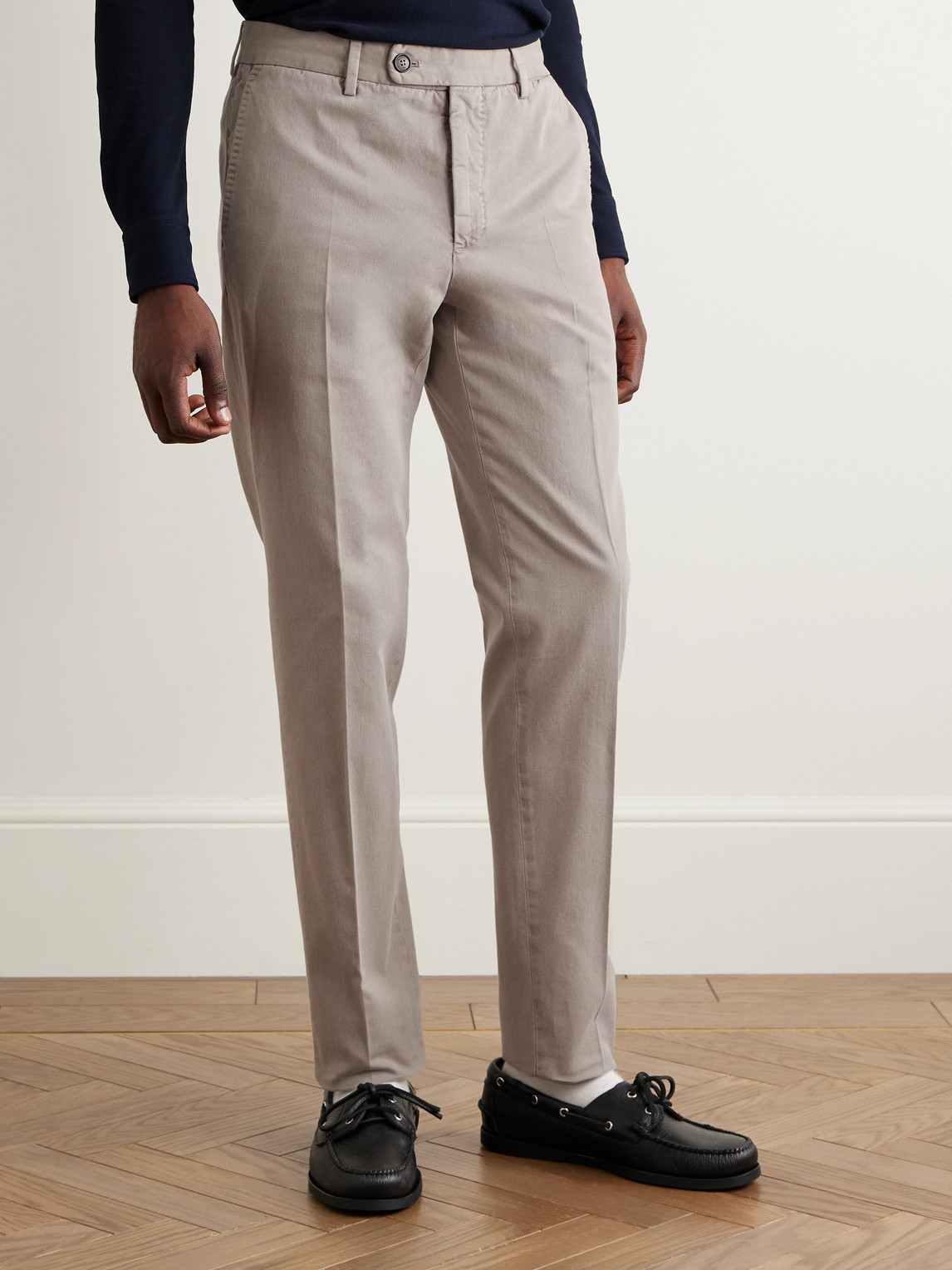 Incotex Venezia 1951 Slim-fit Tapered Cotton-twill Trousers In Neutrals