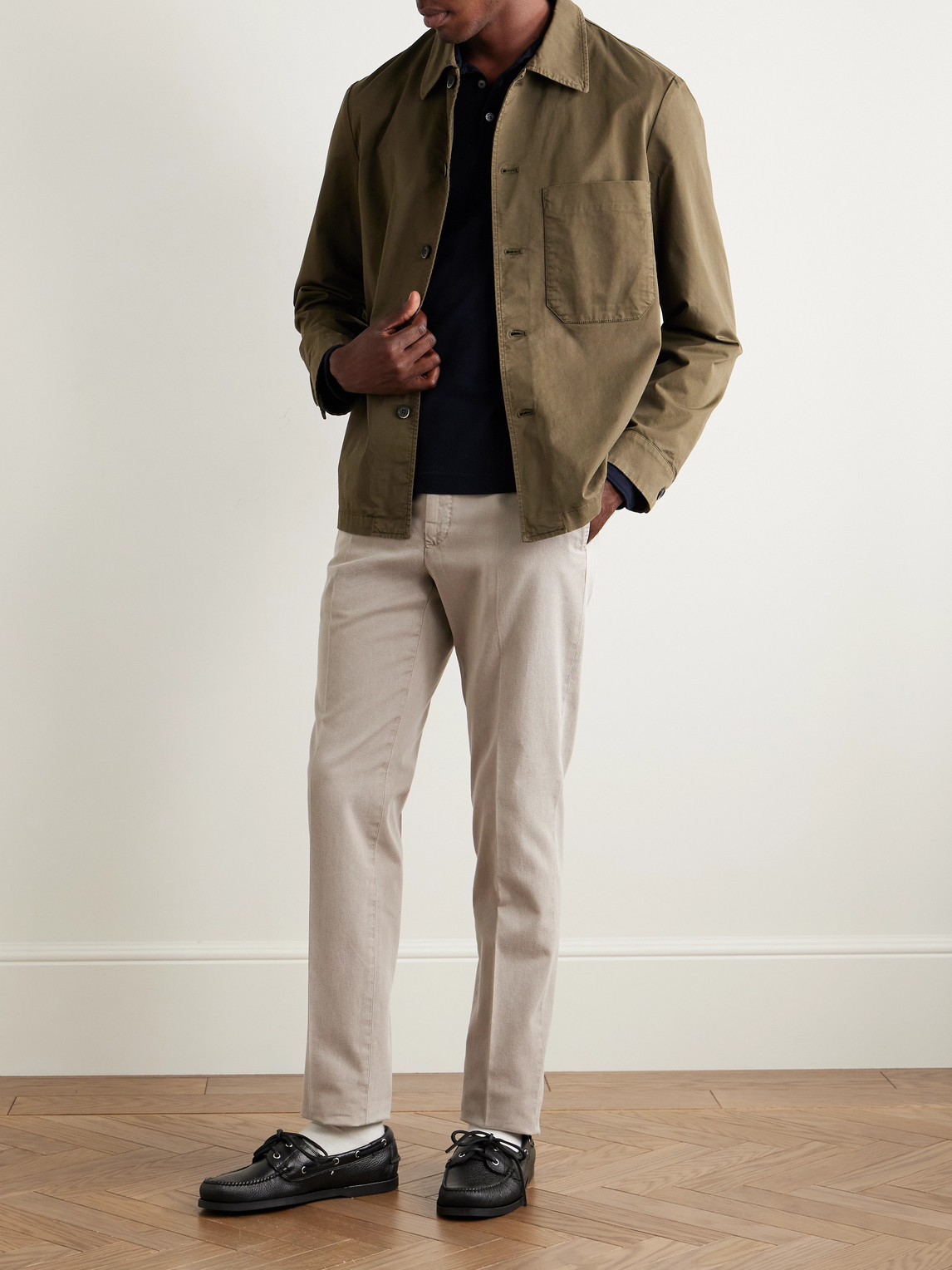 Incotex Venezia 1951 Slim-fit Tapered Cotton-twill Trousers In Neutrals