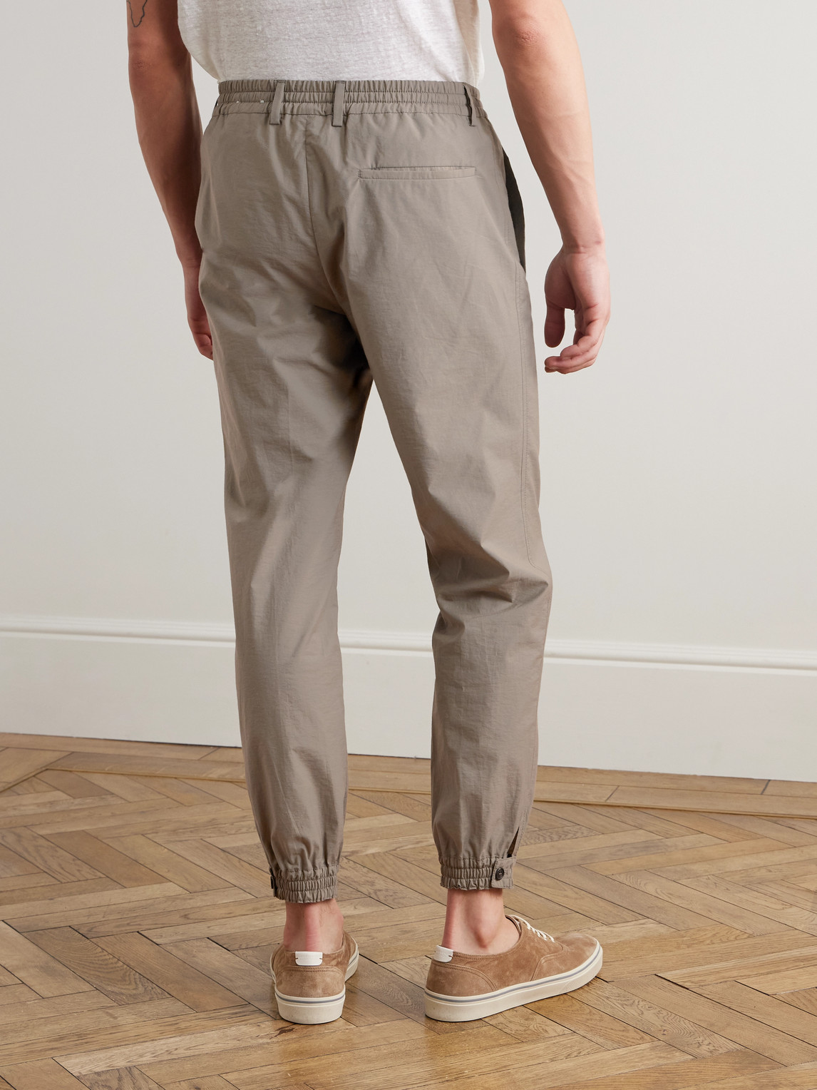  Slowear - Teknosartorial Slim-fit Tapered Cotton-blend Poplin Drawstring Trousers - Men - Neutrals - It 52 