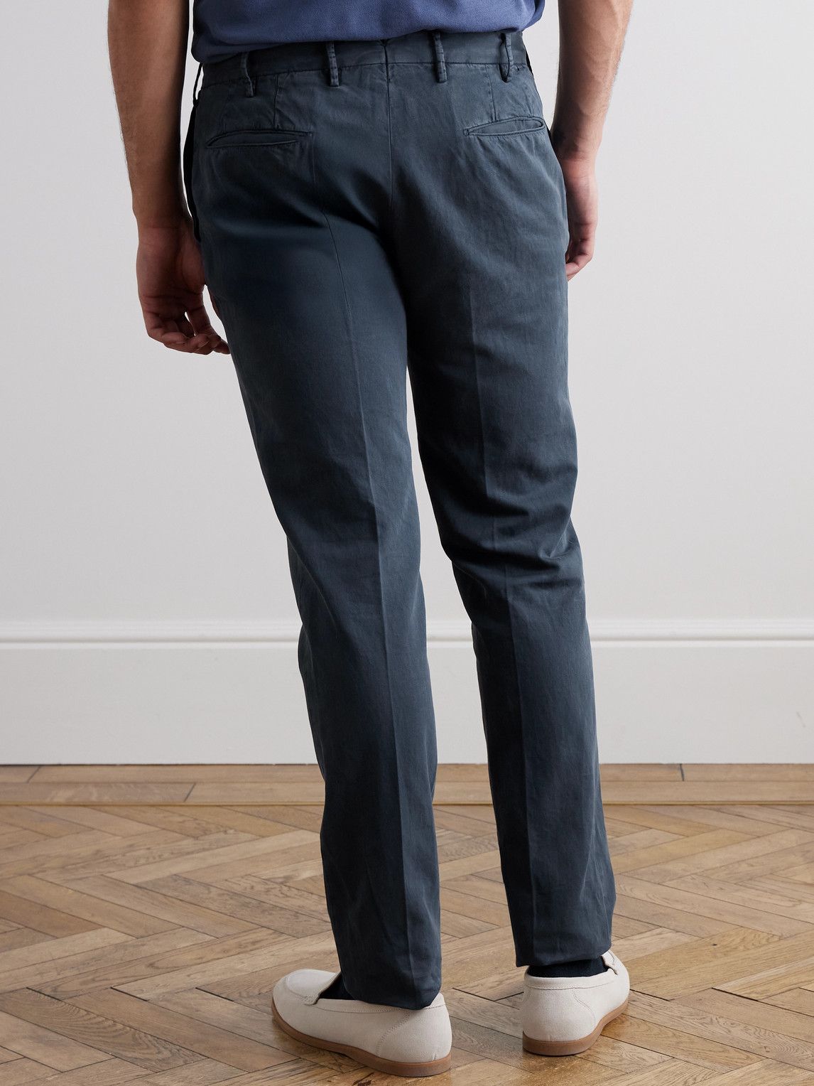 Incotex Venezia 1951 Slim-fit Cotton And Linen-blend Trousers In Gray