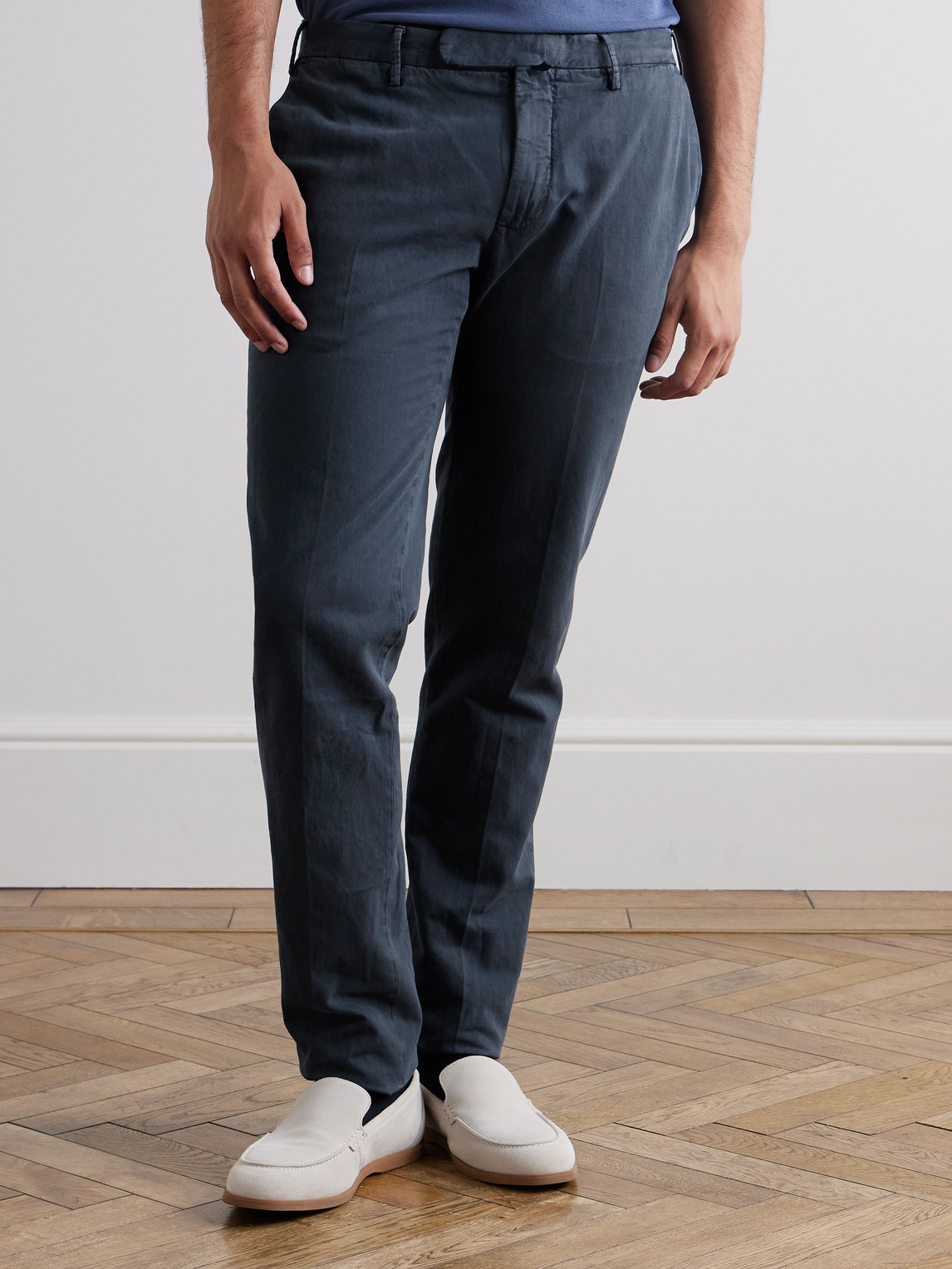Incotex Venezia 1951 Slim-fit Cotton And Linen-blend Trousers In Gray