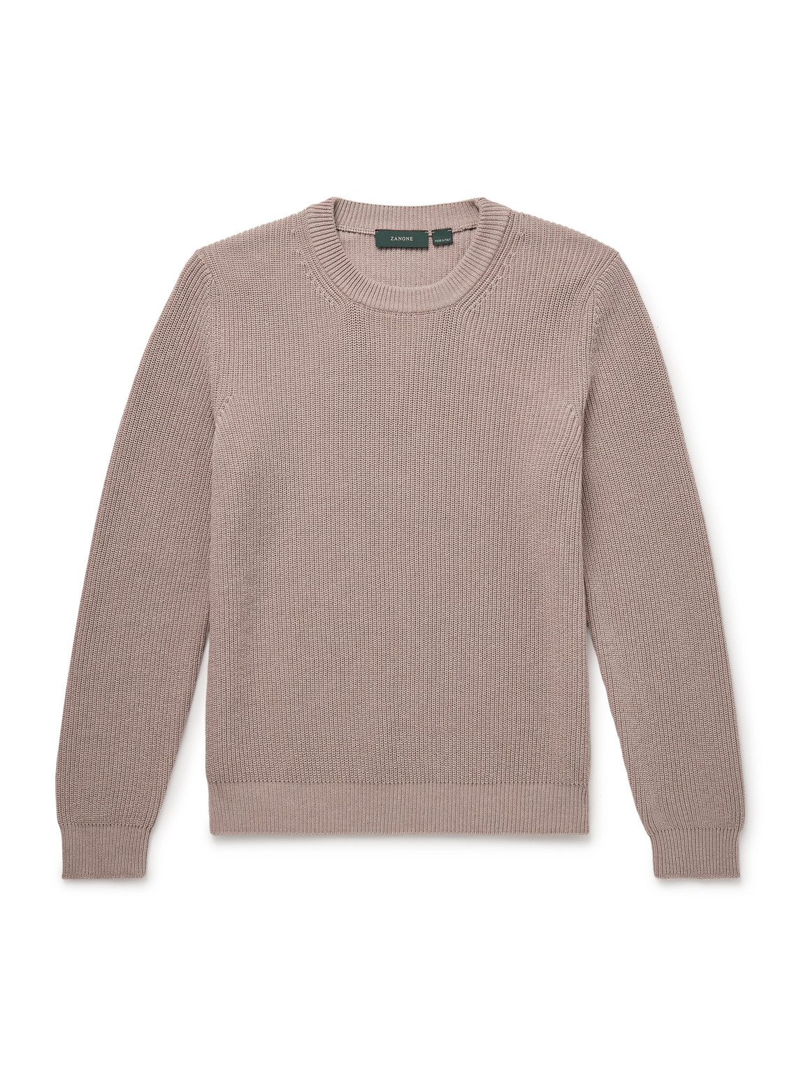 Incotex Zanone Ribbed Cotton Crêpe Sweater In Neutrals
