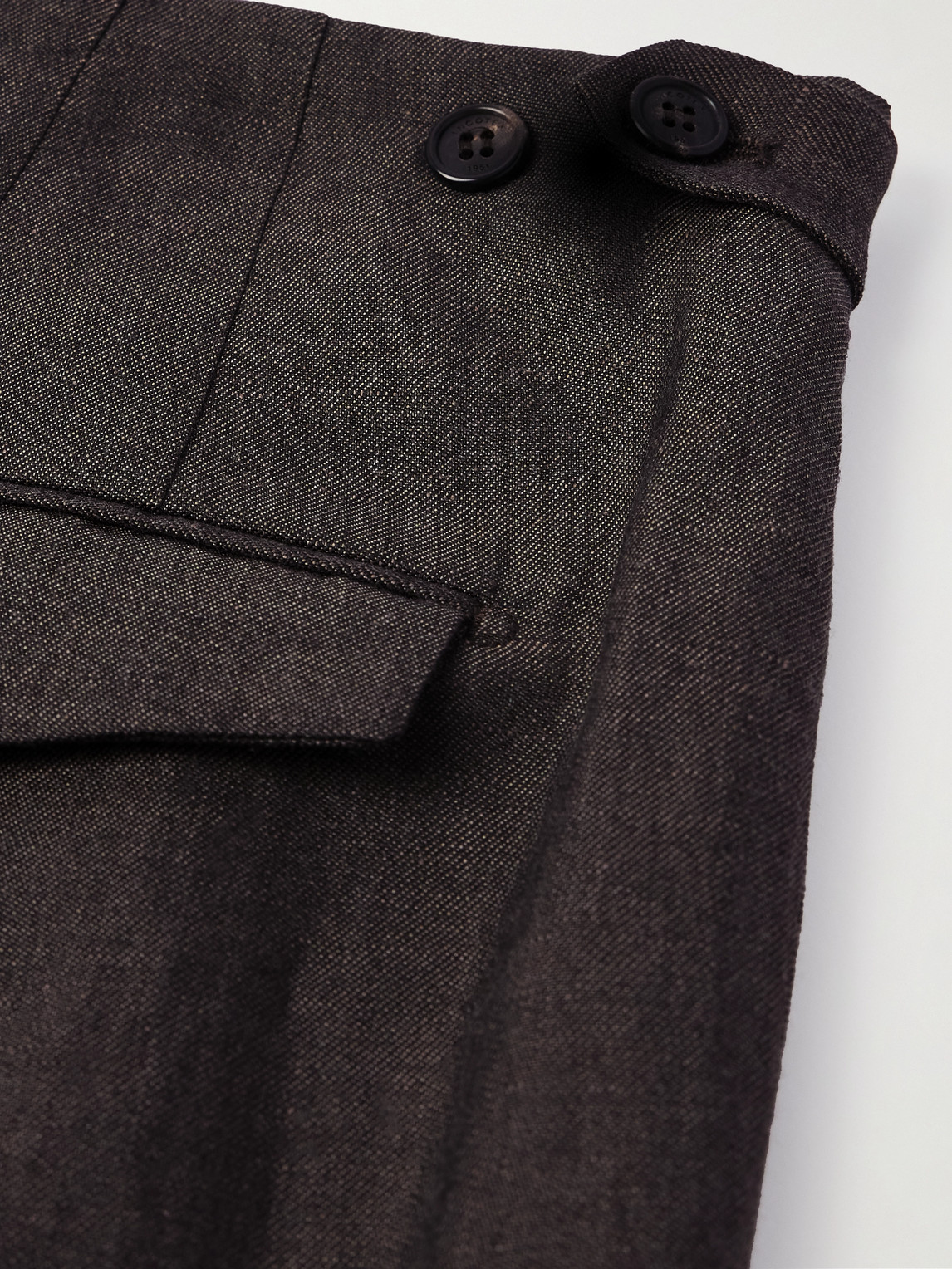 Incotex Venezia 1951 Tapered Pleated Linen, Wool And Silk-blend Trousers In Brown