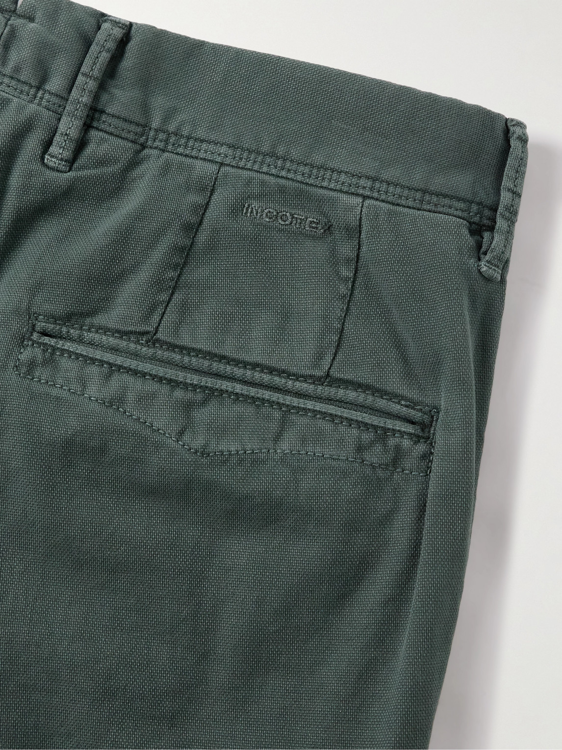 Incotex Stretch Cotton Trousers With Pockets And Loops In Green