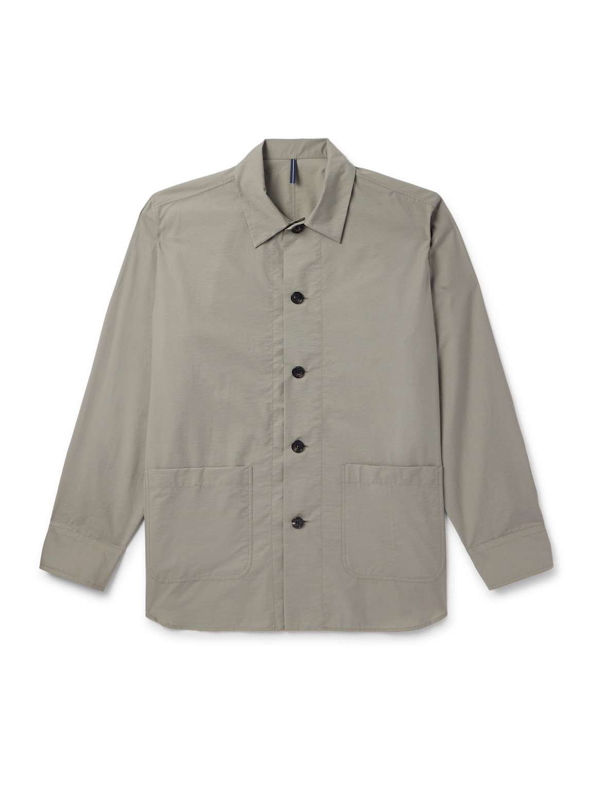 Incotex Teknosartorial Washed Cotton-blend Poplin Overshirt In Green