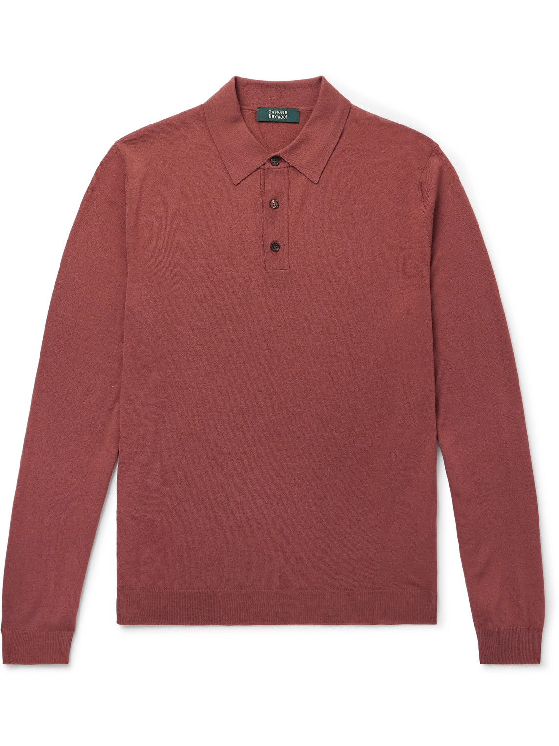 Incotex Zanone Wool-blend Polo Shirt In Red