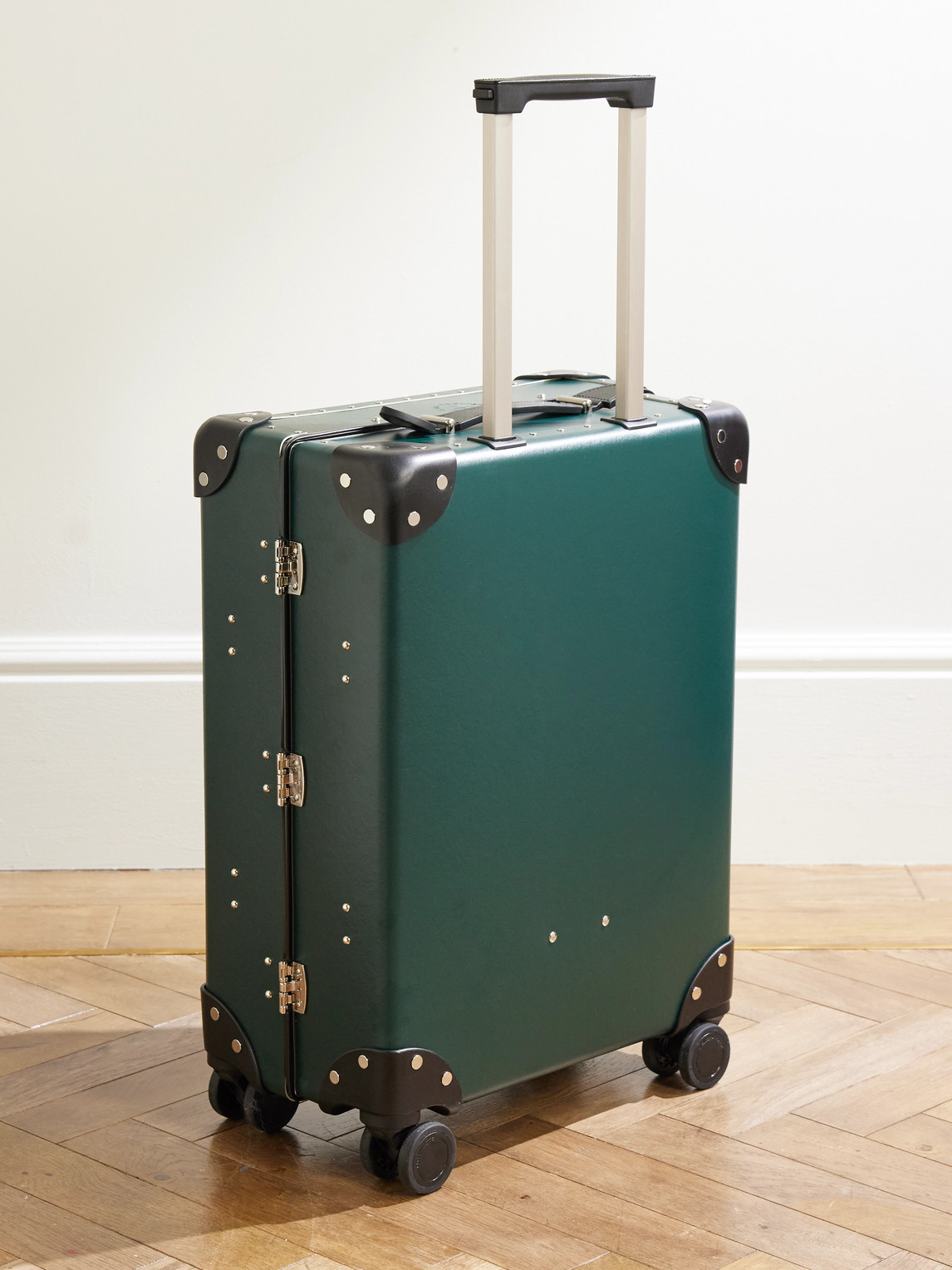 Globe-trotter Incotex Leather-trimmed Vulcanised Fibreboard Check-in Suitcase In Green