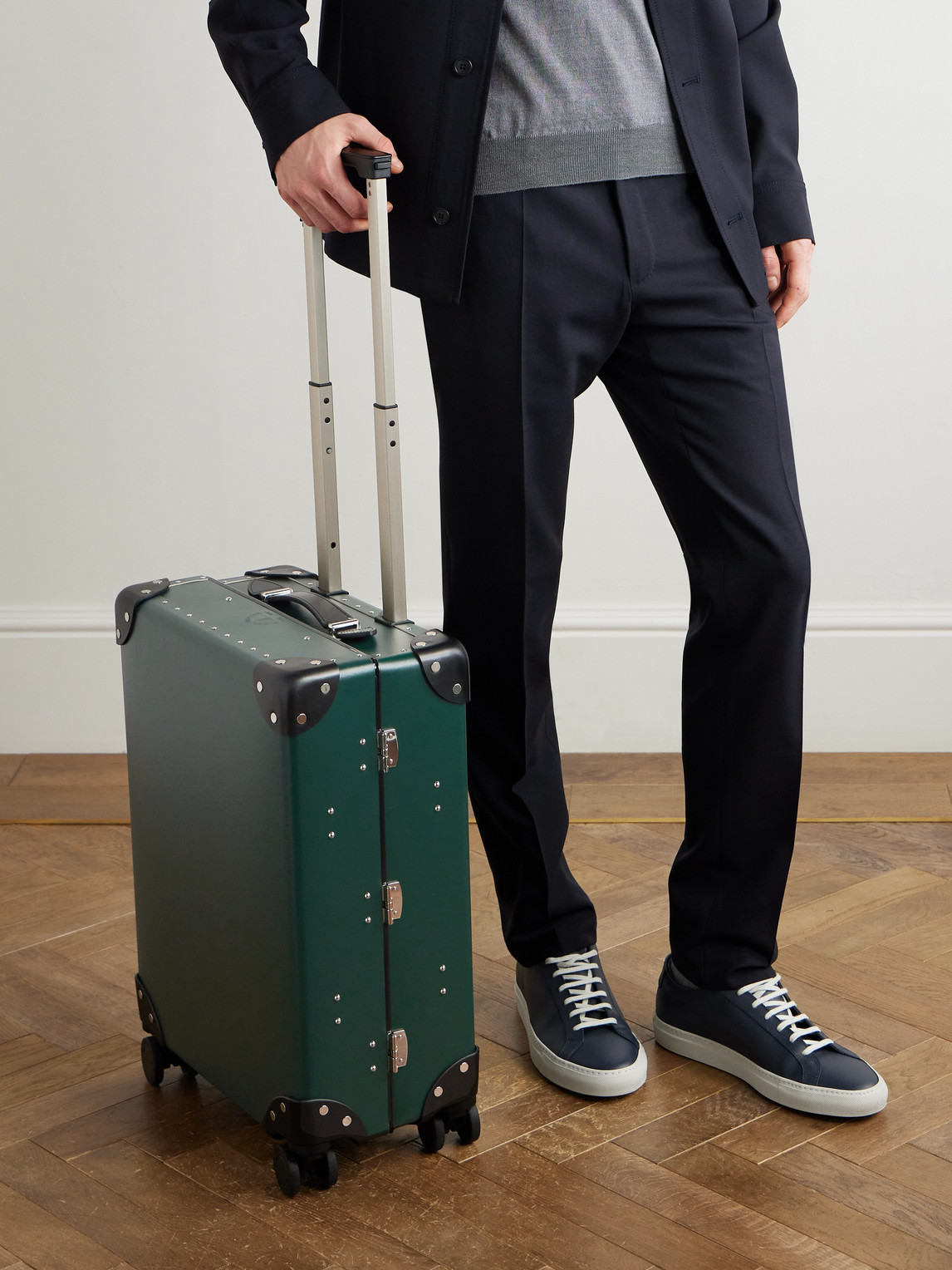 Globe-trotter Incotex Leather-trimmed Vulcanised Fibreboard Check-in Suitcase In Green