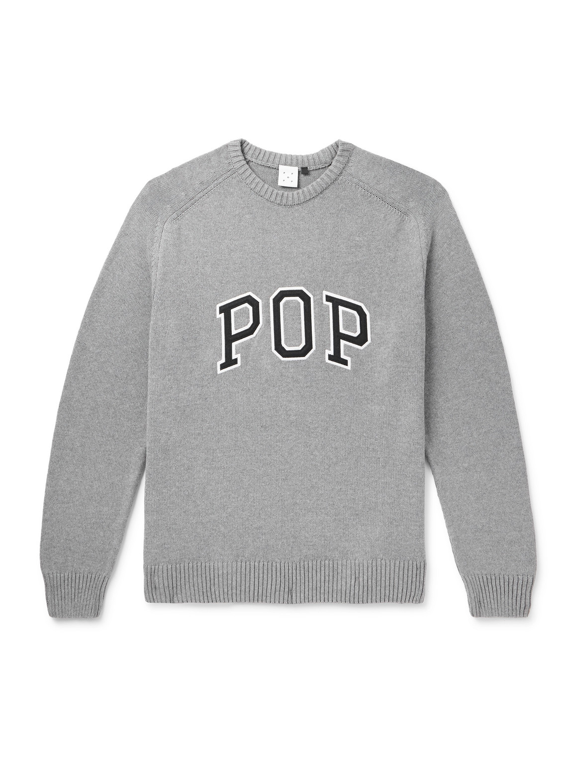 Pop Trading Company Arch Logo-appliquéd Cotton Jumper In Grey
