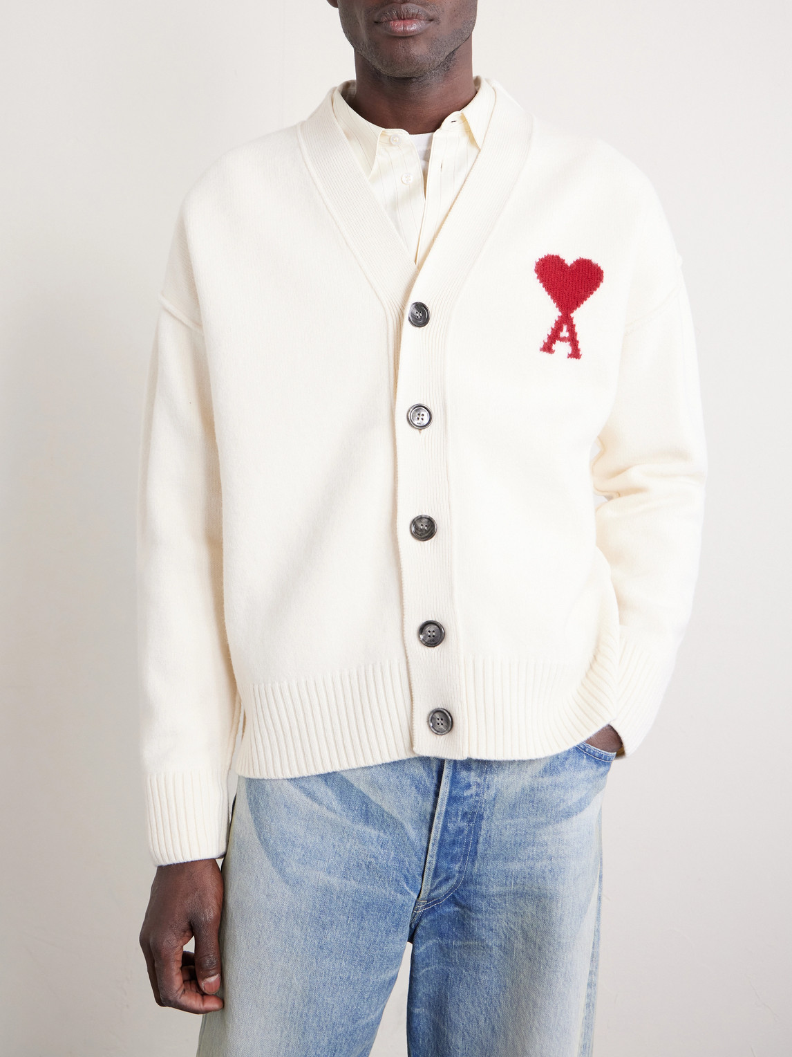Logo-Intarsia Merino Cardigan