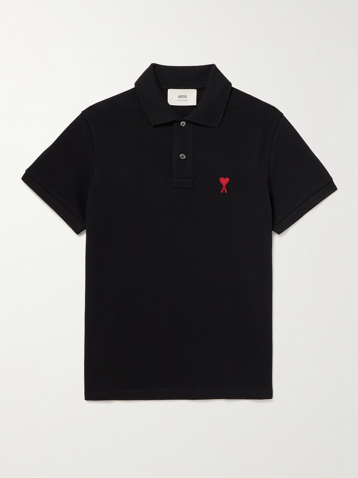 AMI PARIS Logo-Embroidered Organic Cotton-Piqué Polo hirt - Men
