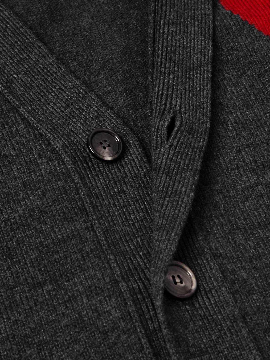 AMI ALEXANDRE MATTIUSSI LOGO-INTARSIA MERINO WOOL CARDIGAN