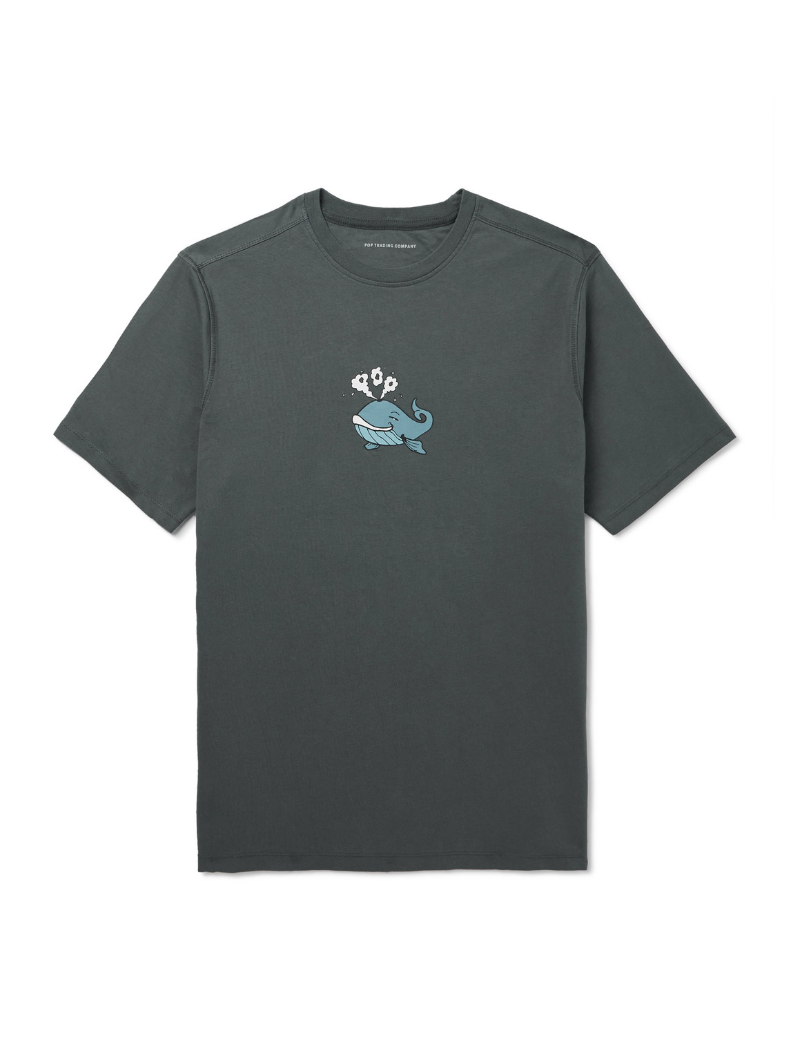 Pop Trading Company Whale Logo-print Cotton-jersey T-shirt In Grey