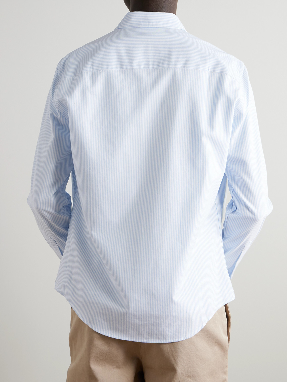 Ami Alexandre Mattiussi Adc Button-down Collar Logo-embroidered Striped Cotton Oxford Shirt In Blue