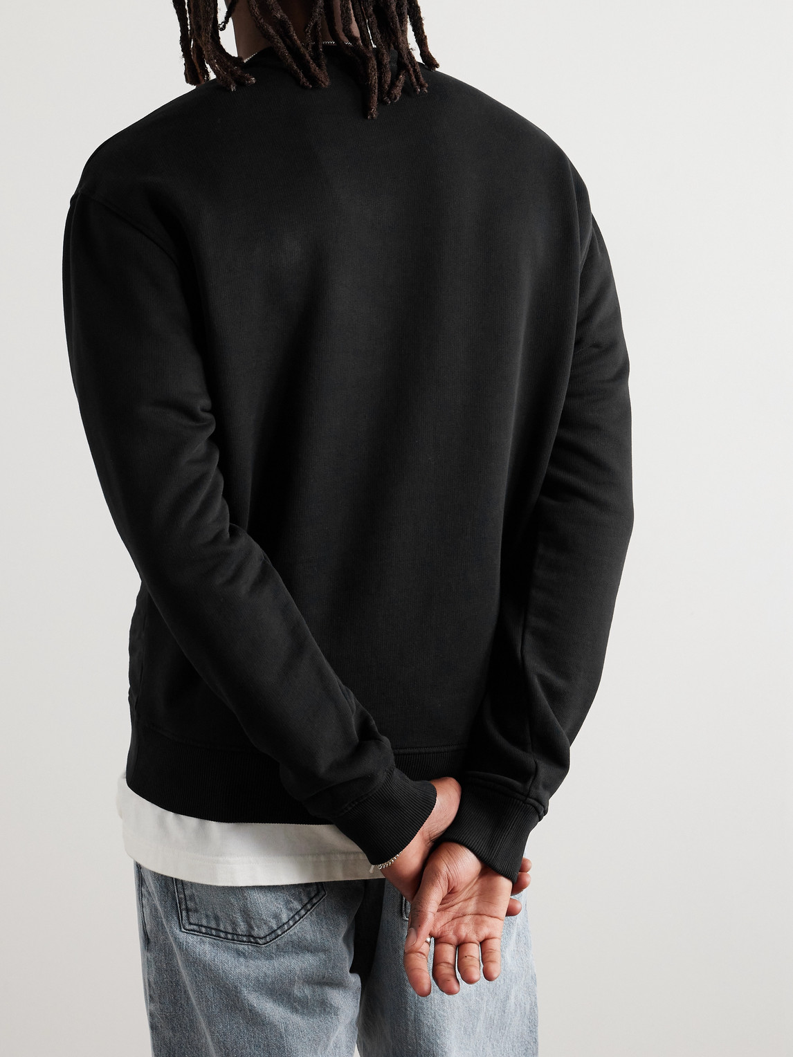 Shop Ami Alexandre Mattiussi Ami De Coeur Logo-embroidered Cotton-blend Jersey Sweatshirt In Black