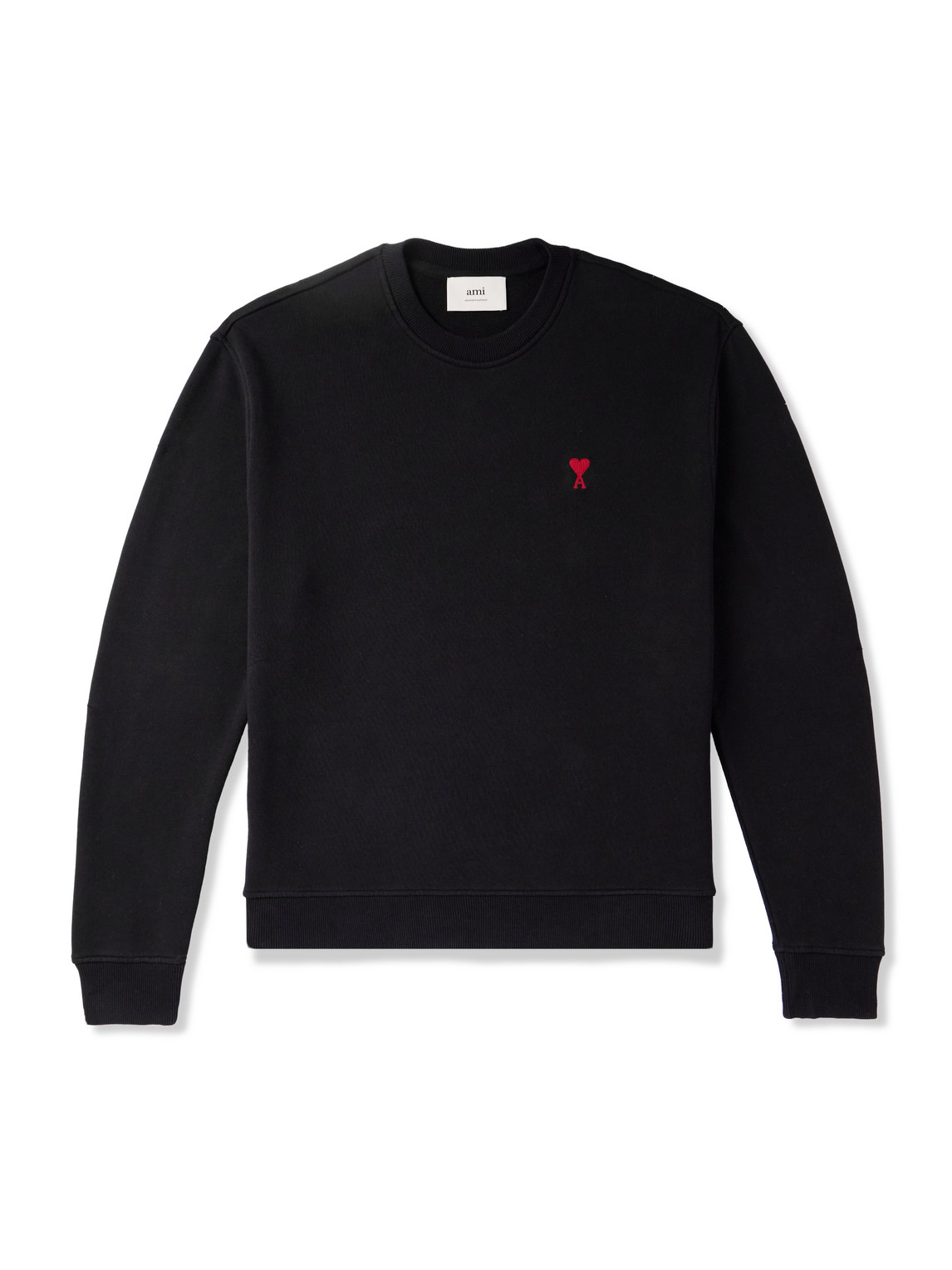 Shop Ami Alexandre Mattiussi Ami De Coeur Logo-embroidered Cotton-blend Jersey Sweatshirt In Black