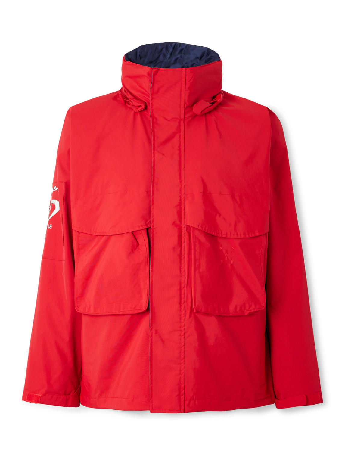 Pop Trading Company Nautical Logo-embroidered Nylon Jacket In Red