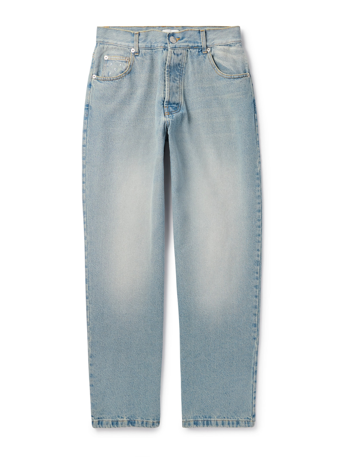 Pop Trading Company Drs Wide-leg Logo-embroidered Jeans In Blue