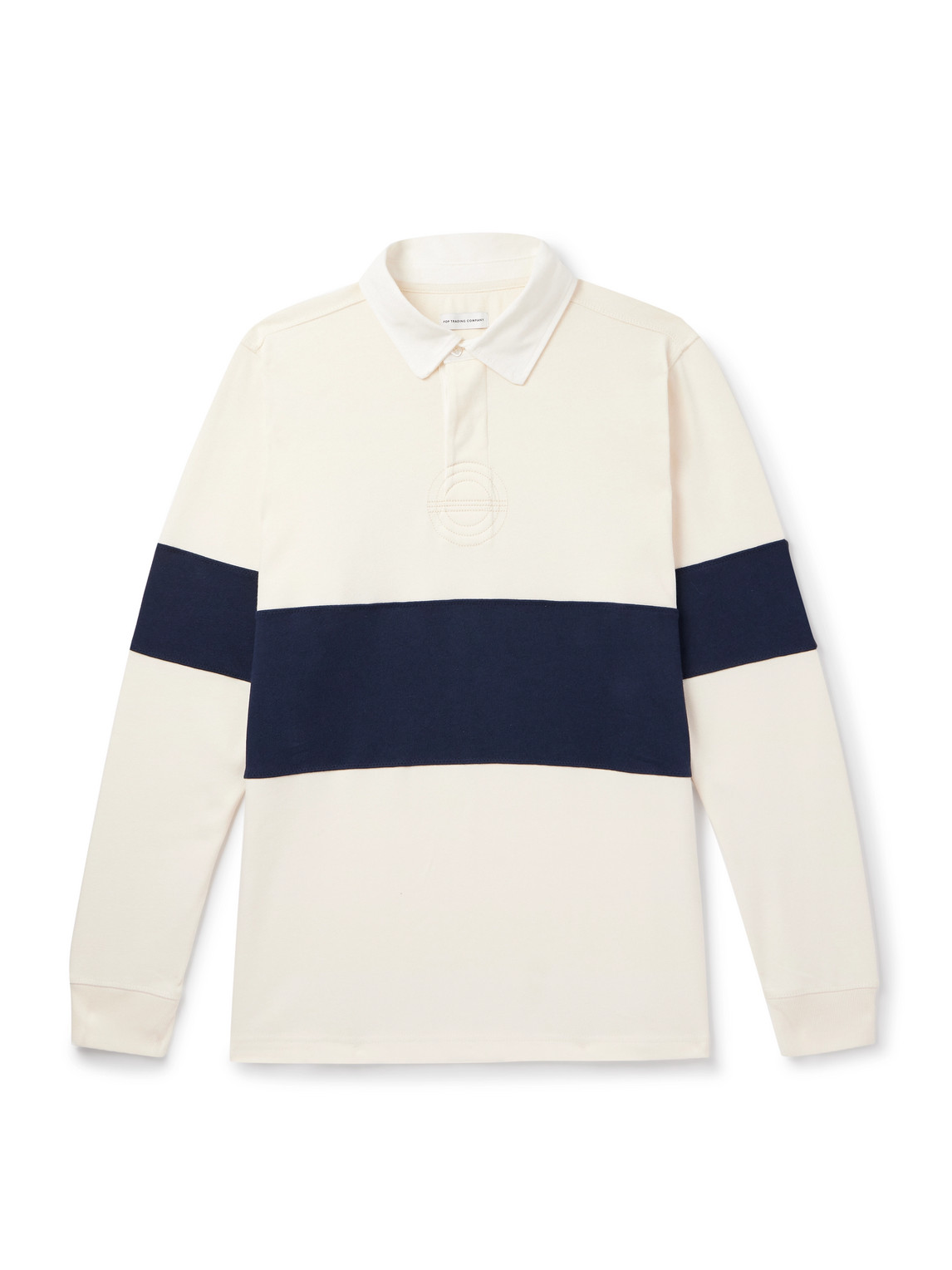 Pop Trading Company Poplin-trimmed Appliquéd Two-tone Cotton-jersey Polo Shirt In Neutrals