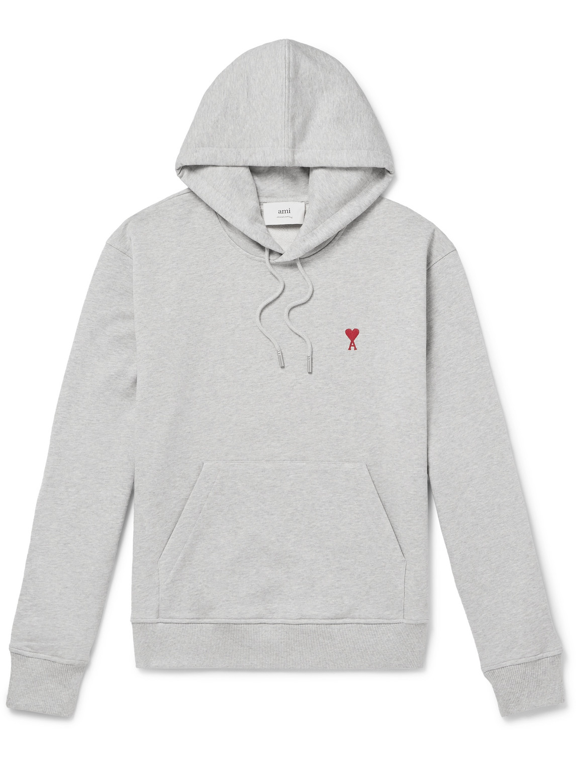 AMI PARIS - Logo-Embroidered Organic Cotton-Jersey Hoodie