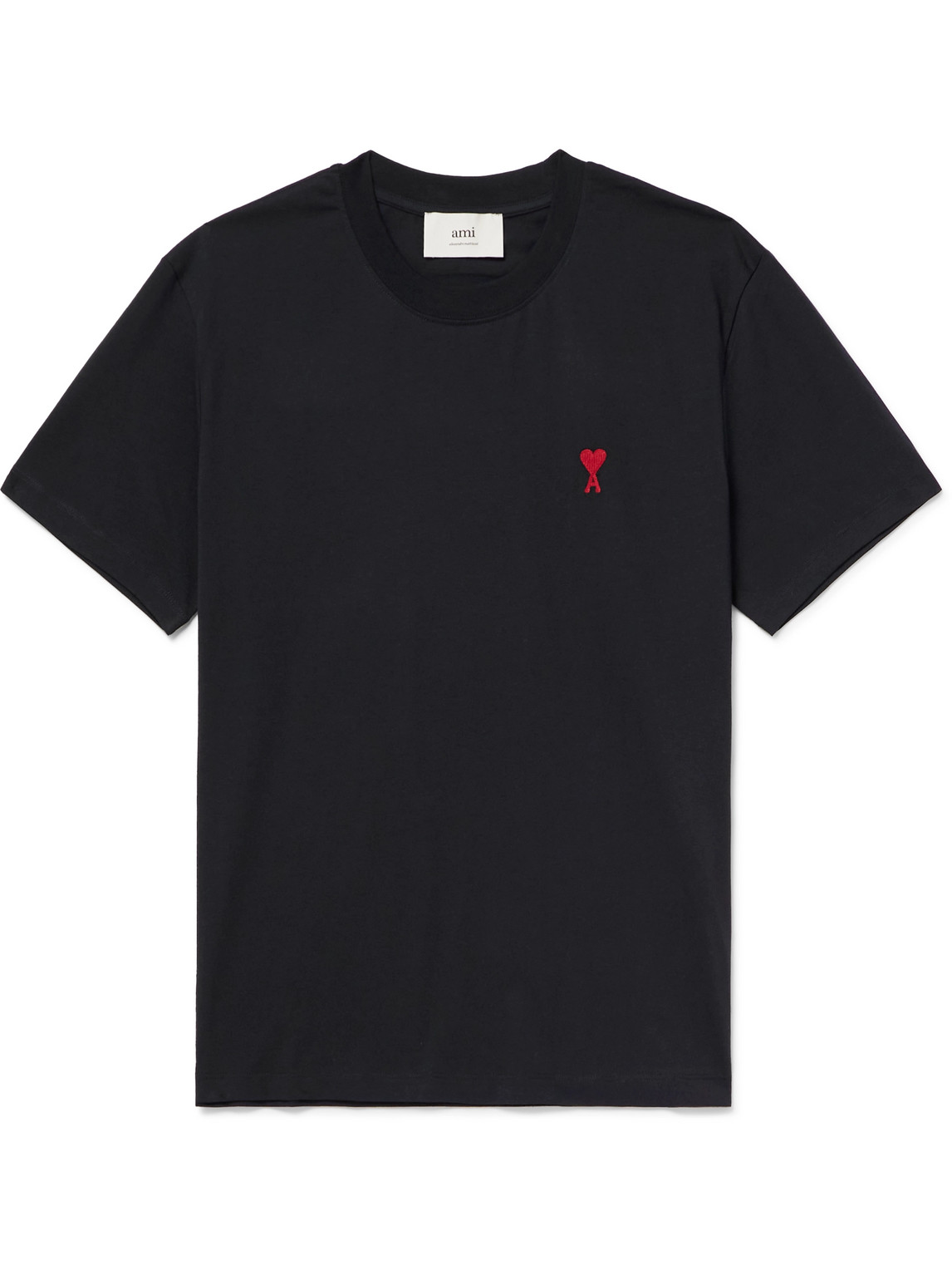Ami Alexandre Mattiussi Logo-embroidered Organic Cotton-jersey T-shirt In Black