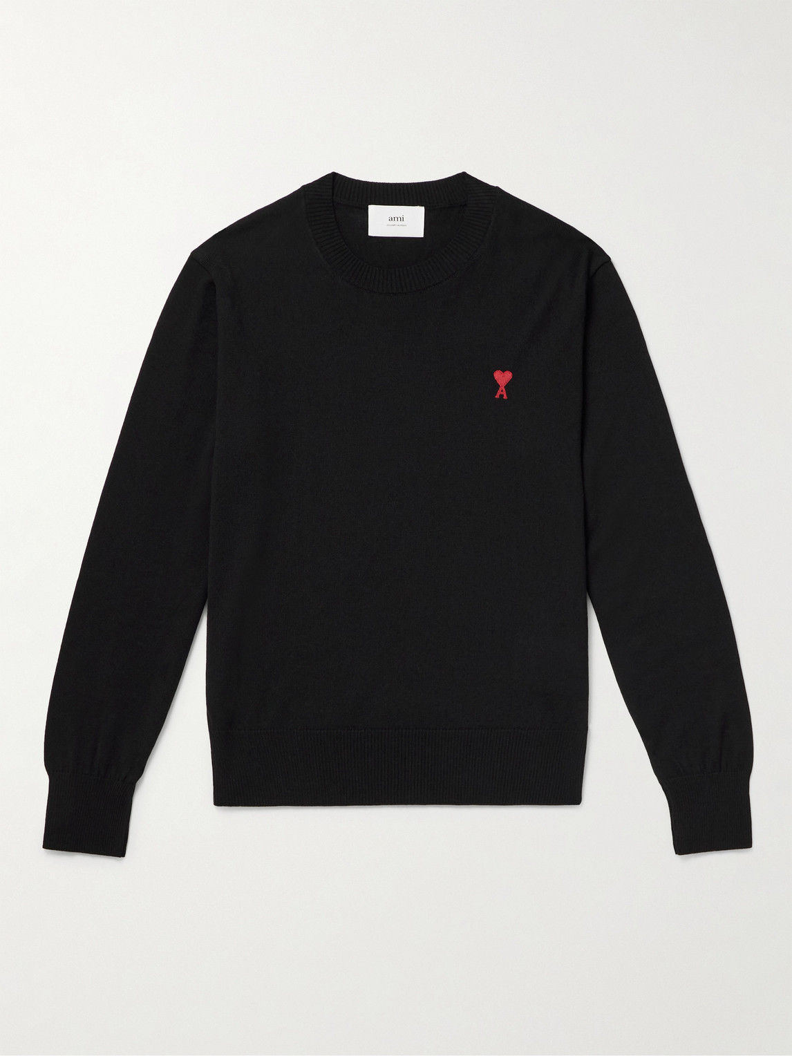 AMI PARIS ADC Logo-Embroidered Merino Wool Sweater - Men