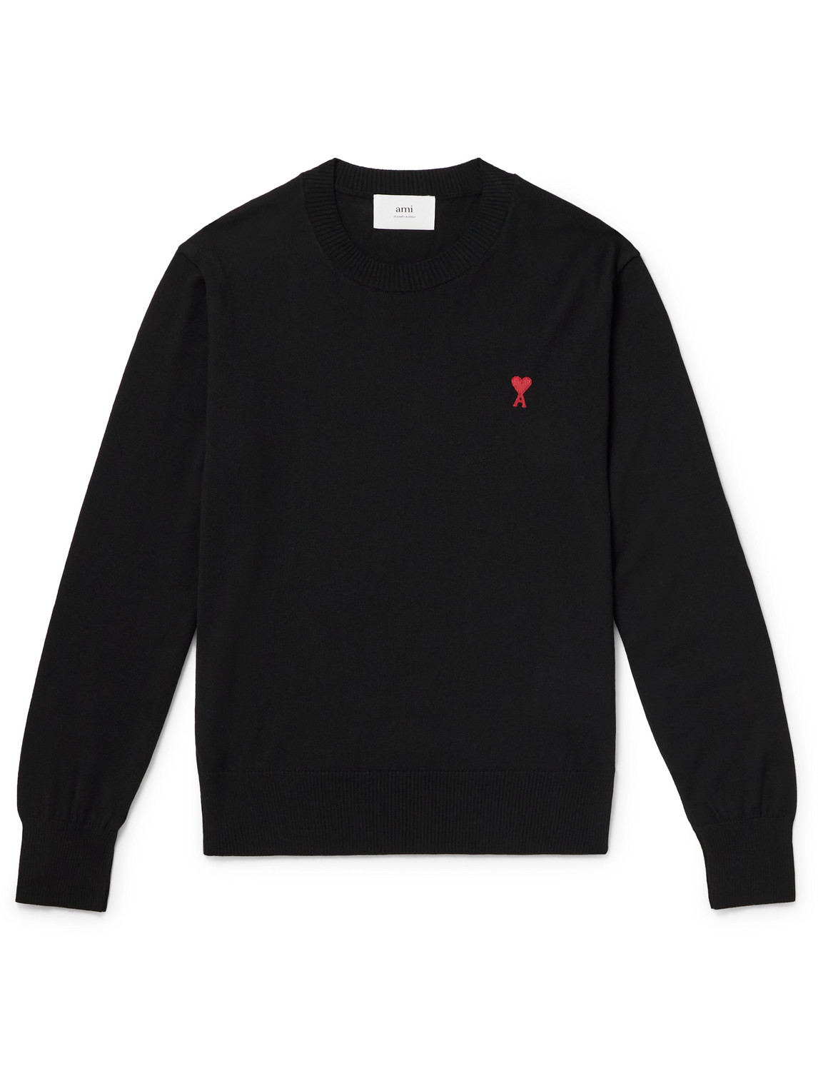 Ami Alexandre Mattiussi Ami Black Cotton Jersey Fleece Sweater With Monogram Motif In Black