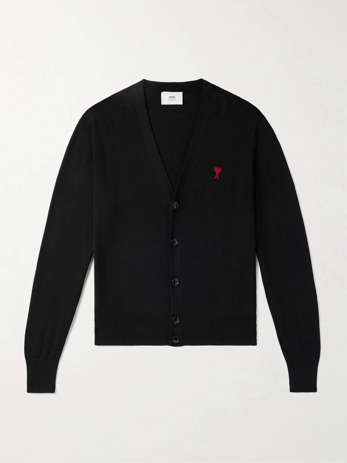 AMI PARIS Slim-Fit Logo-Embroidered Merino Wool Cardigan - Men