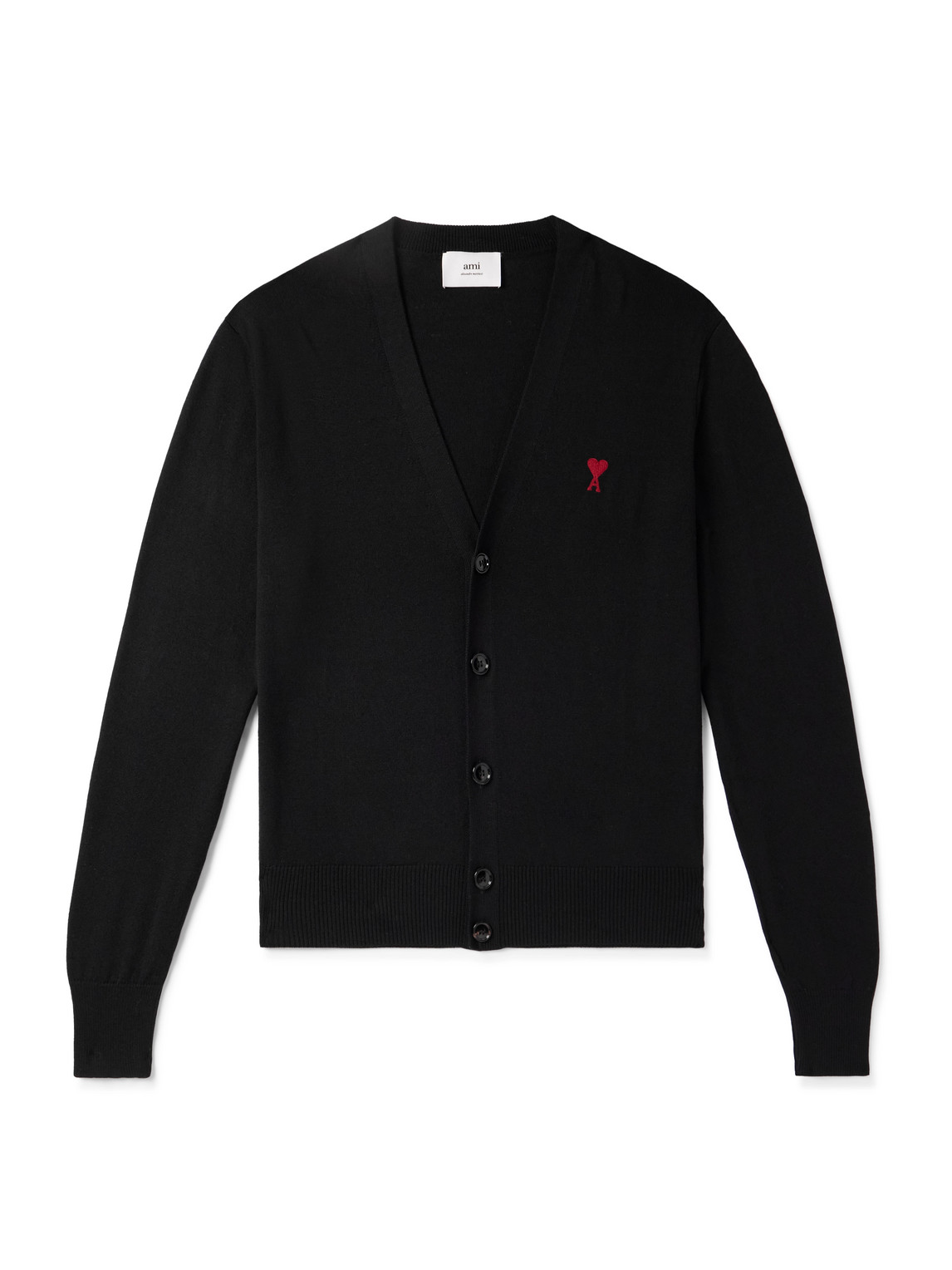 Ami Alexandre Mattiussi Ami Classic V-neck Cardigan With Button-down Front In Black