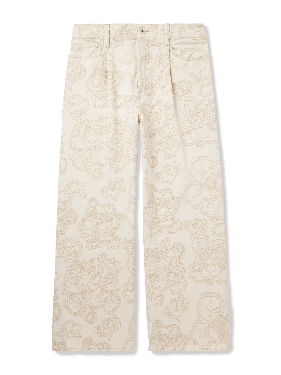Verdy Wide-Leg Pleated Embroidered Jeans