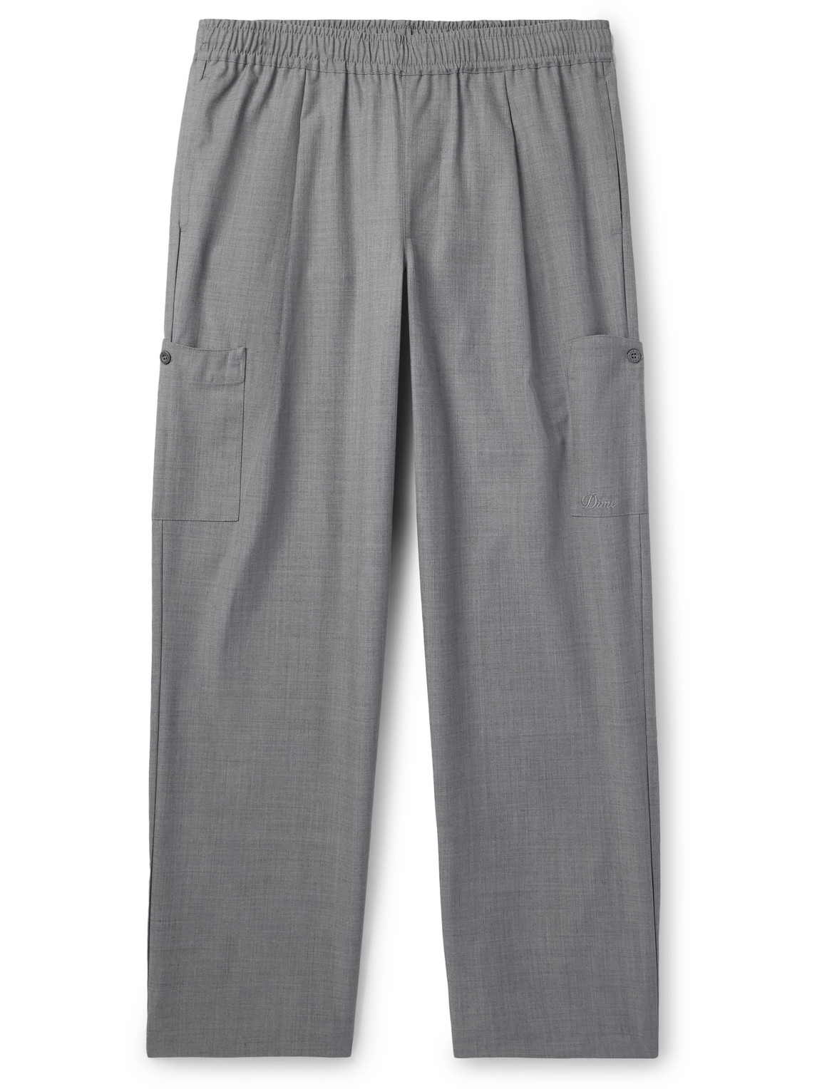 Dime Wide-leg Pleated Twill Cargo Trousers In Grey