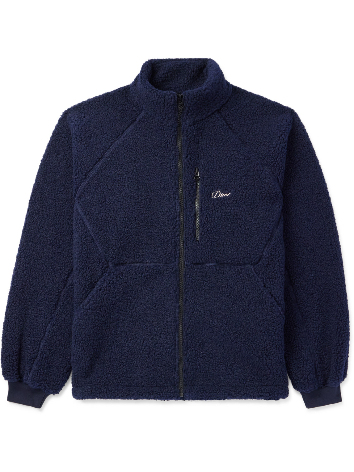 Dime Logo-embroidered Panelled Fleece Jacket In Blue