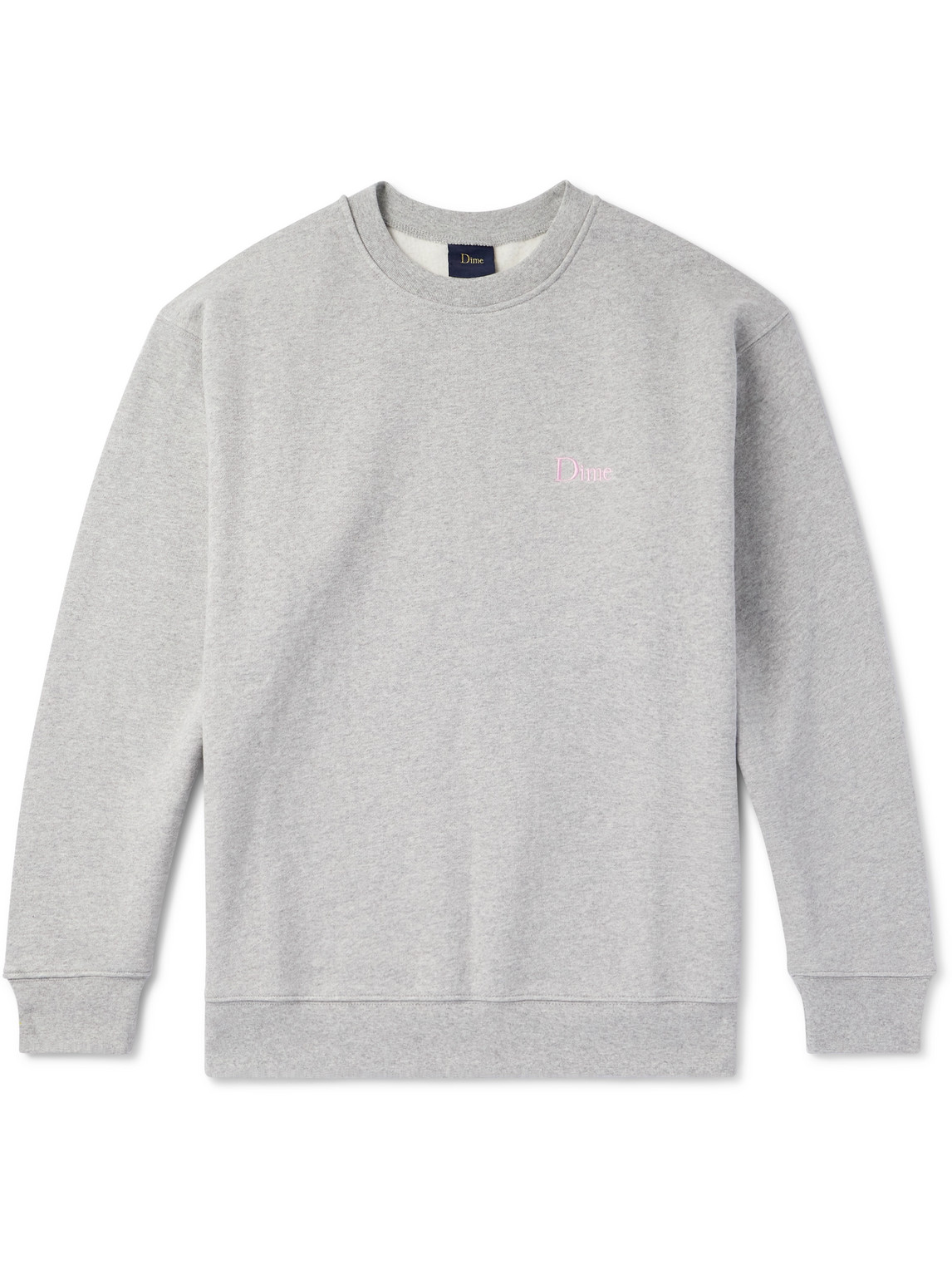 Dime Logo-embroidered Cotton-jersey Sweatshirt In Grey