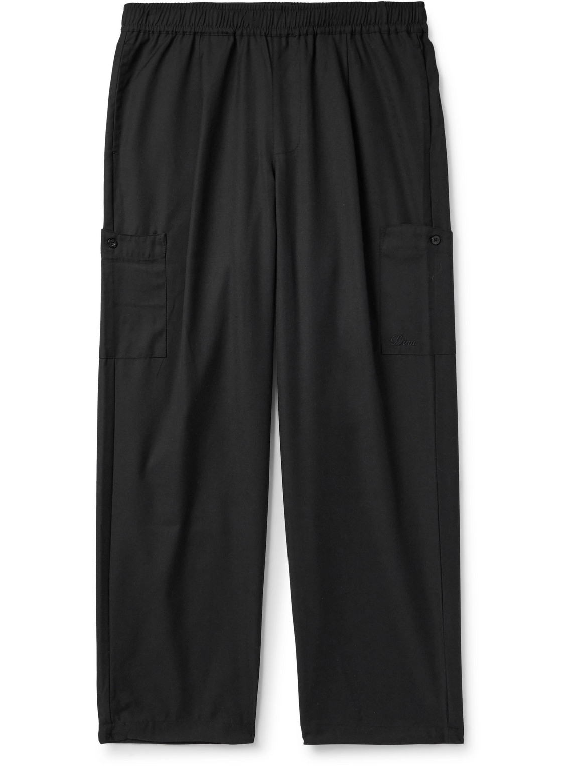 Dime Wide-leg Pleated Twill Cargo Trousers In Black