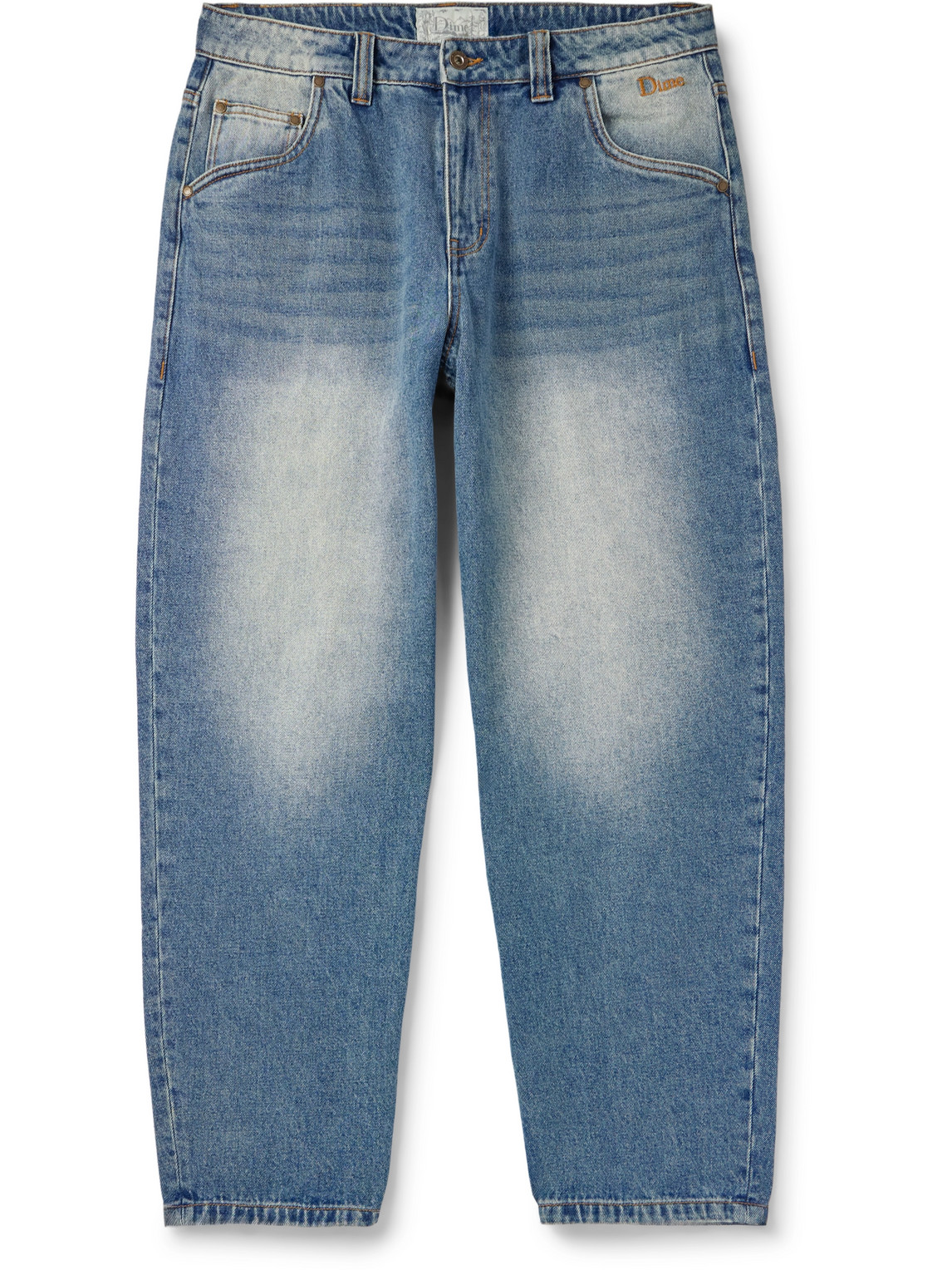 Dime Straight-leg Logo-embroidered Jeans In Blue