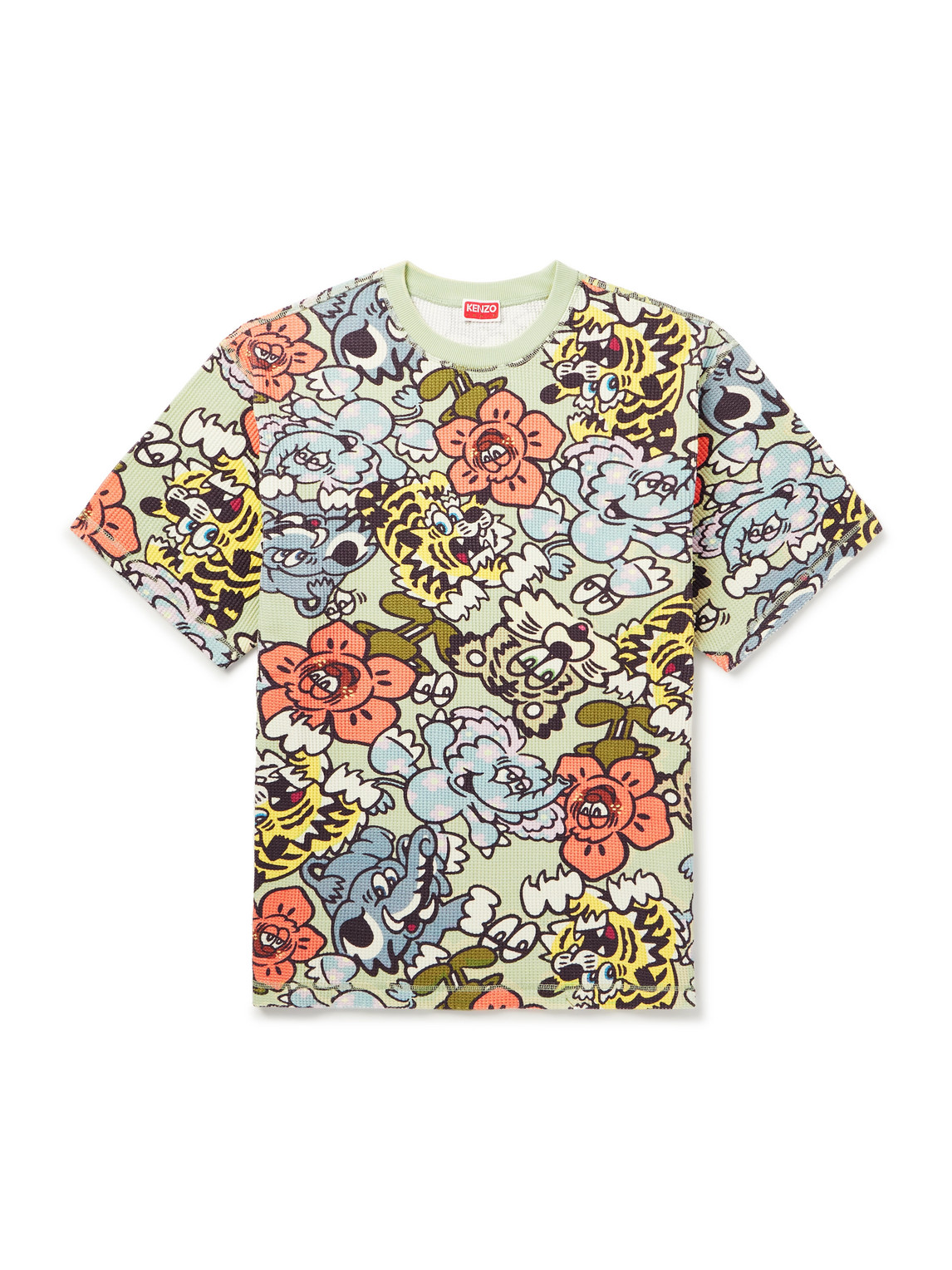 Kenzo Verdy Printed Waffle-knit Cotton T-shirt In Multi