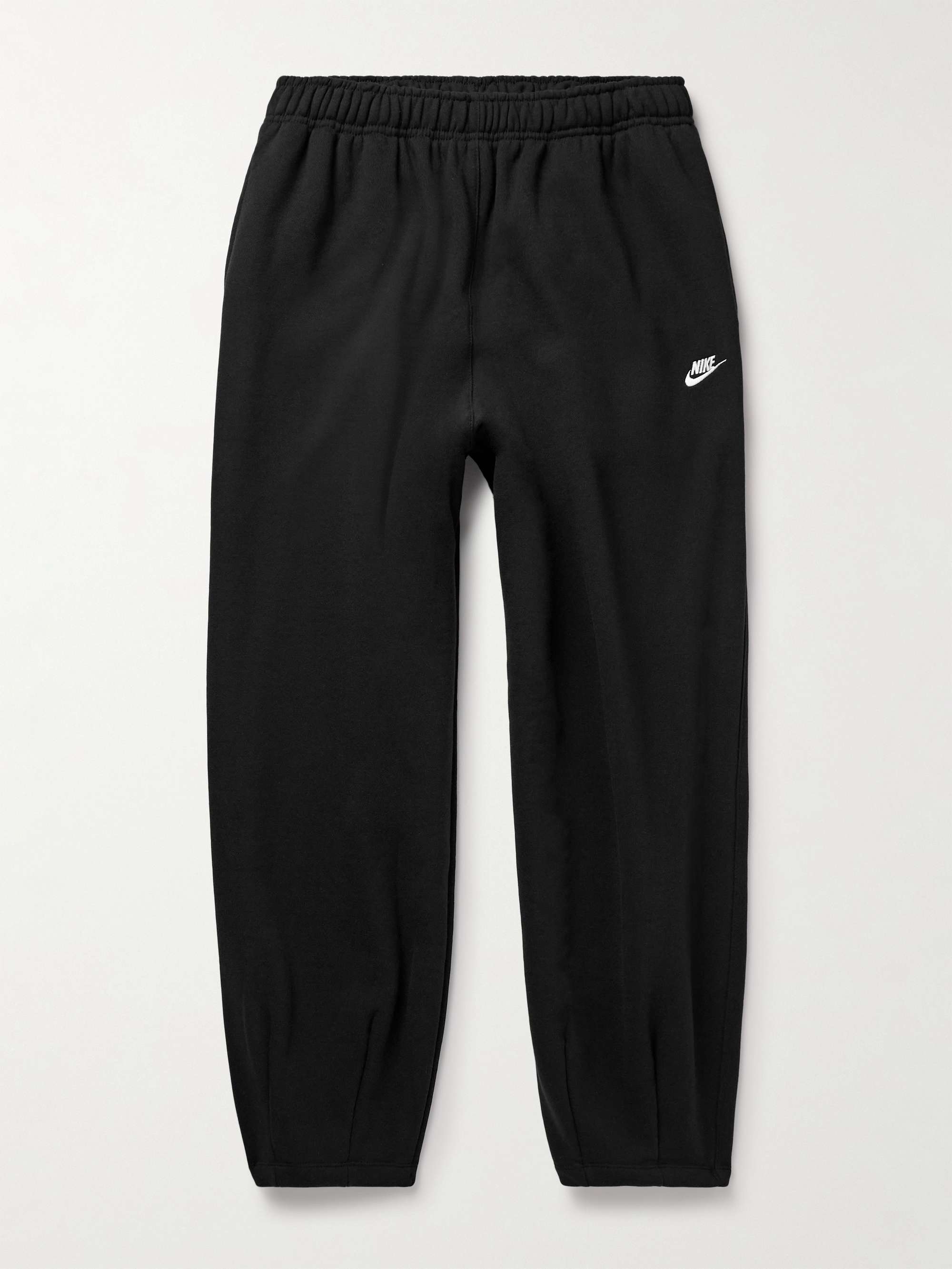 NIKE Club Wide-Leg Logo-Embroidered Cotton-Jersey Sweatpants NIKE Club Wide-Leg Logo-Embroidered Cotton-Jersey Sweatpants