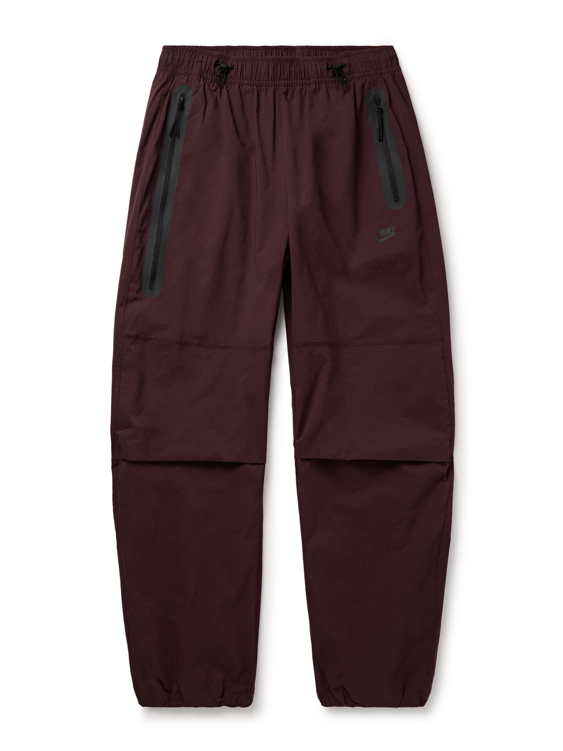 Tech Wide-Leg Pleated Logo-Print Stretch-Nylon Trousers