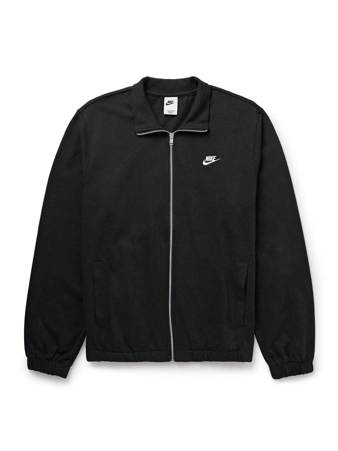 Nike Club Logo-embroidered Cotton-jersey Zip-up Sweatshirt In Black