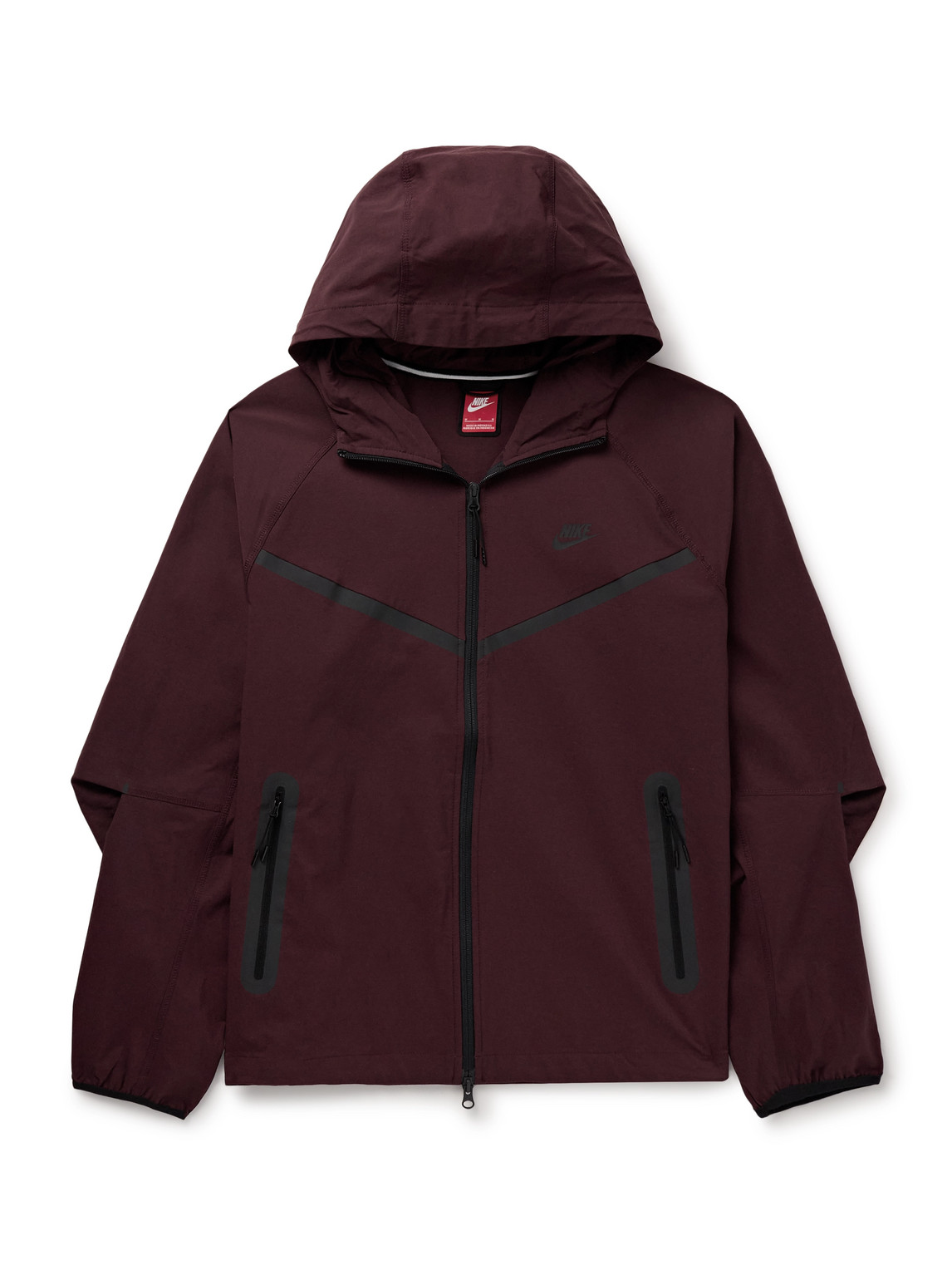 Nike Tech Logo-print Stretch-nylon Hooded Jacket In Burgundy