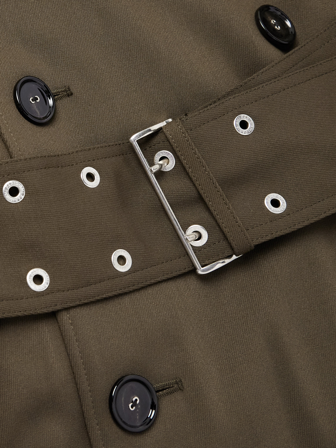 Ami Alexandre Mattiussi Double-breasted Belted Virgin Wool-gabardine Trench Coat In Green