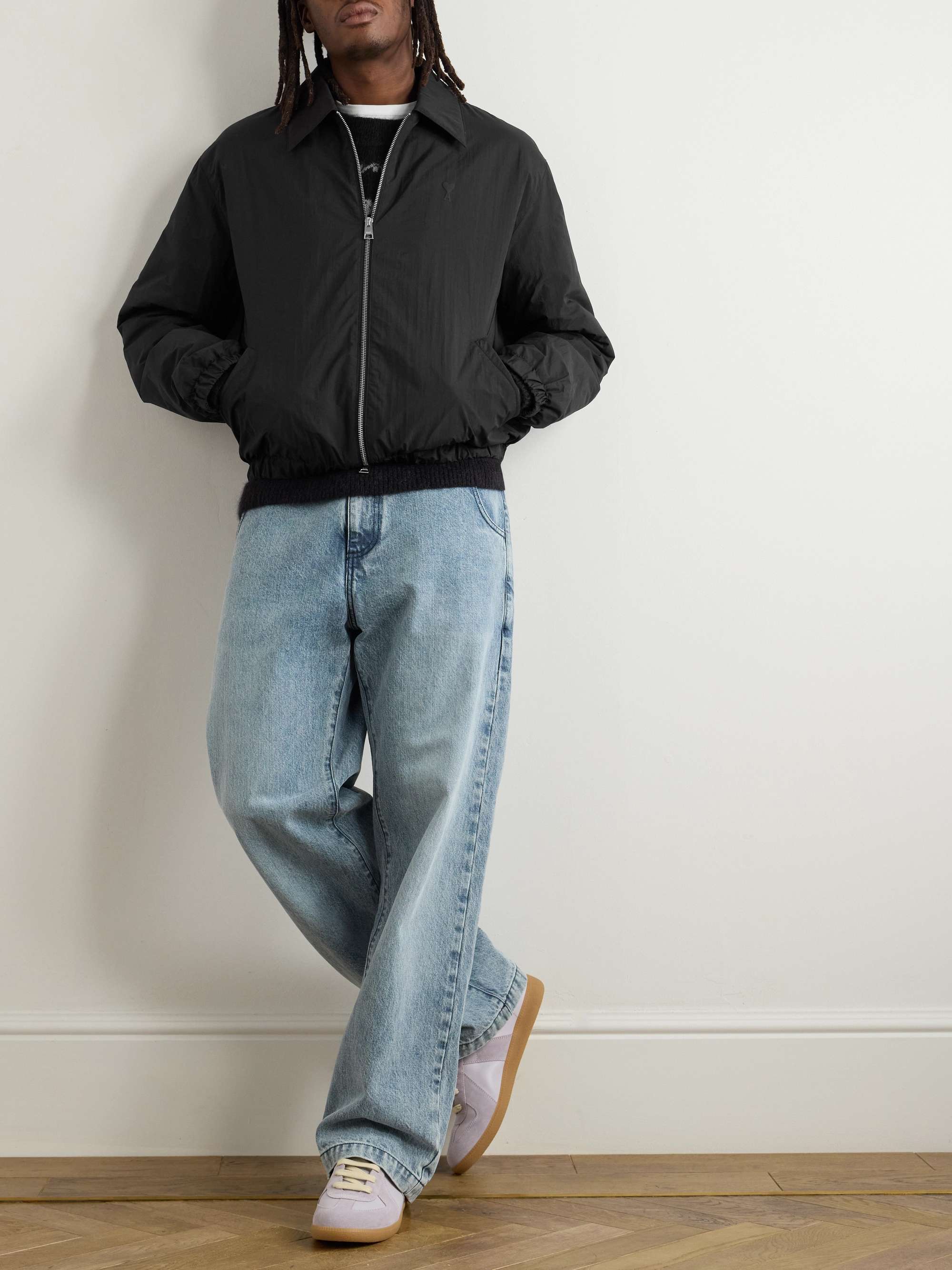 AMI PARIS Logo-Print Shell Bomber Jacket for Men | MR PORTER