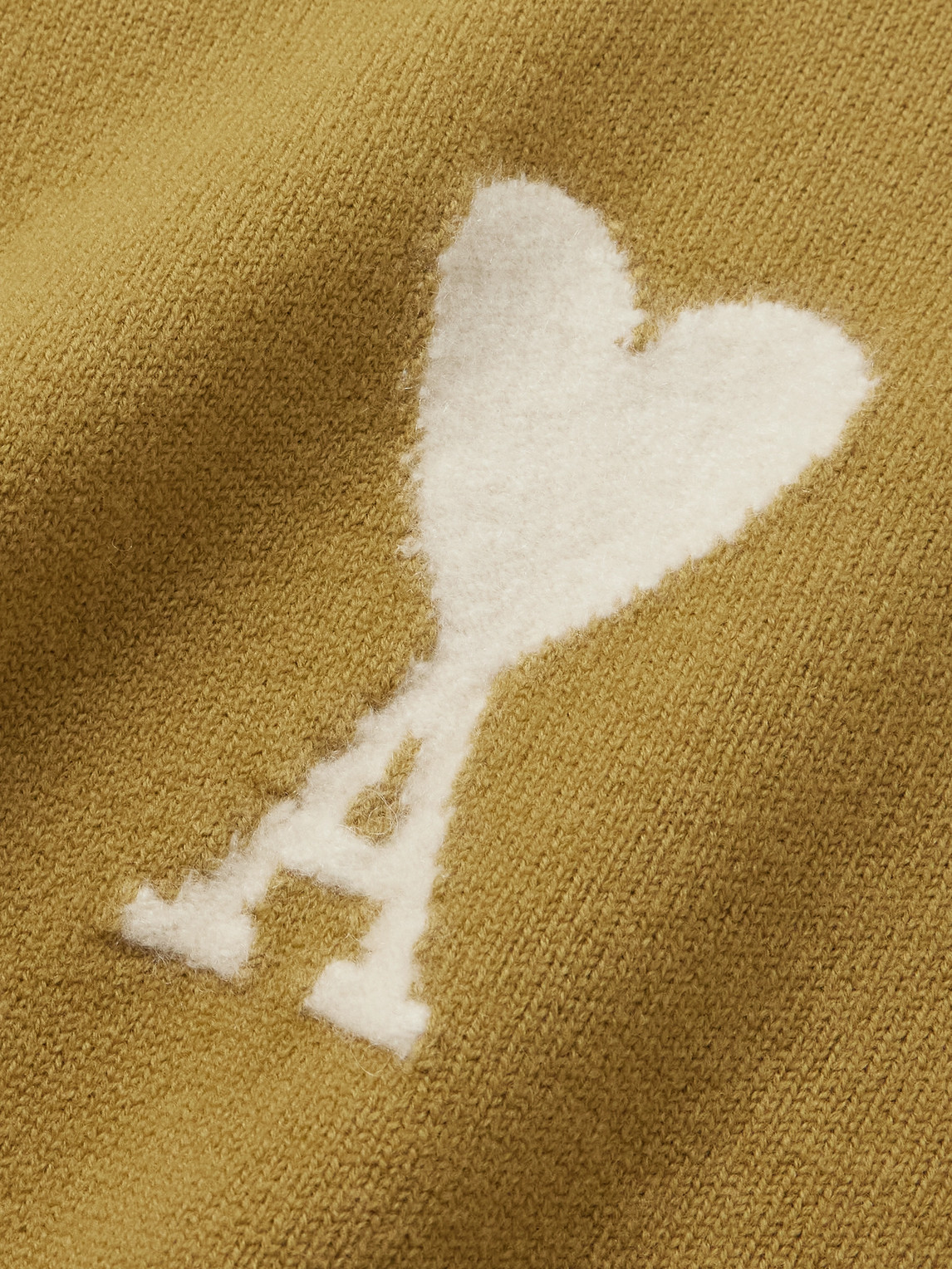Shop Ami Alexandre Mattiussi Logo-intarsia Virgin Wool Sweater In Yellow