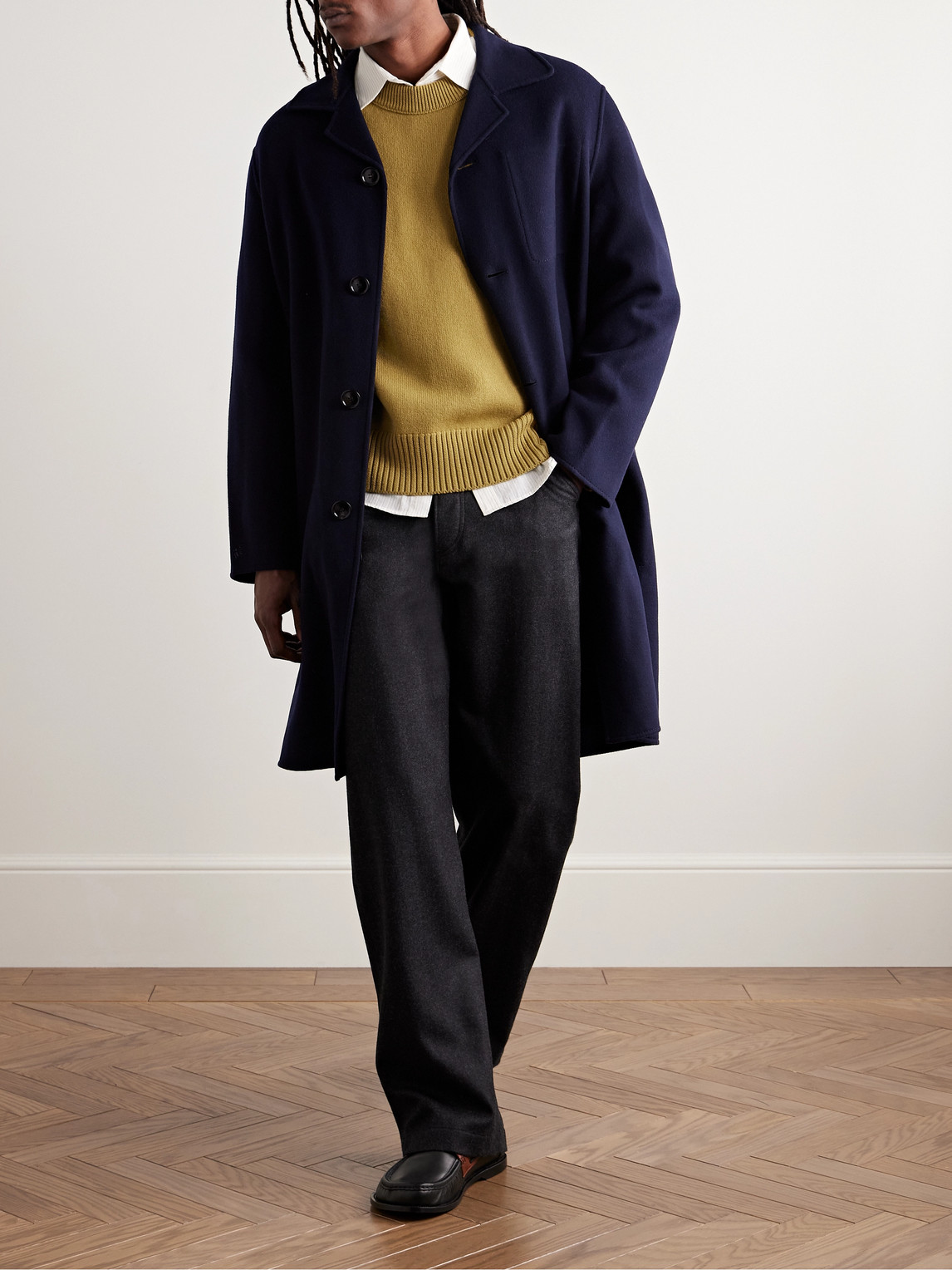 Shop Ami Alexandre Mattiussi Logo-intarsia Virgin Wool Sweater In Yellow