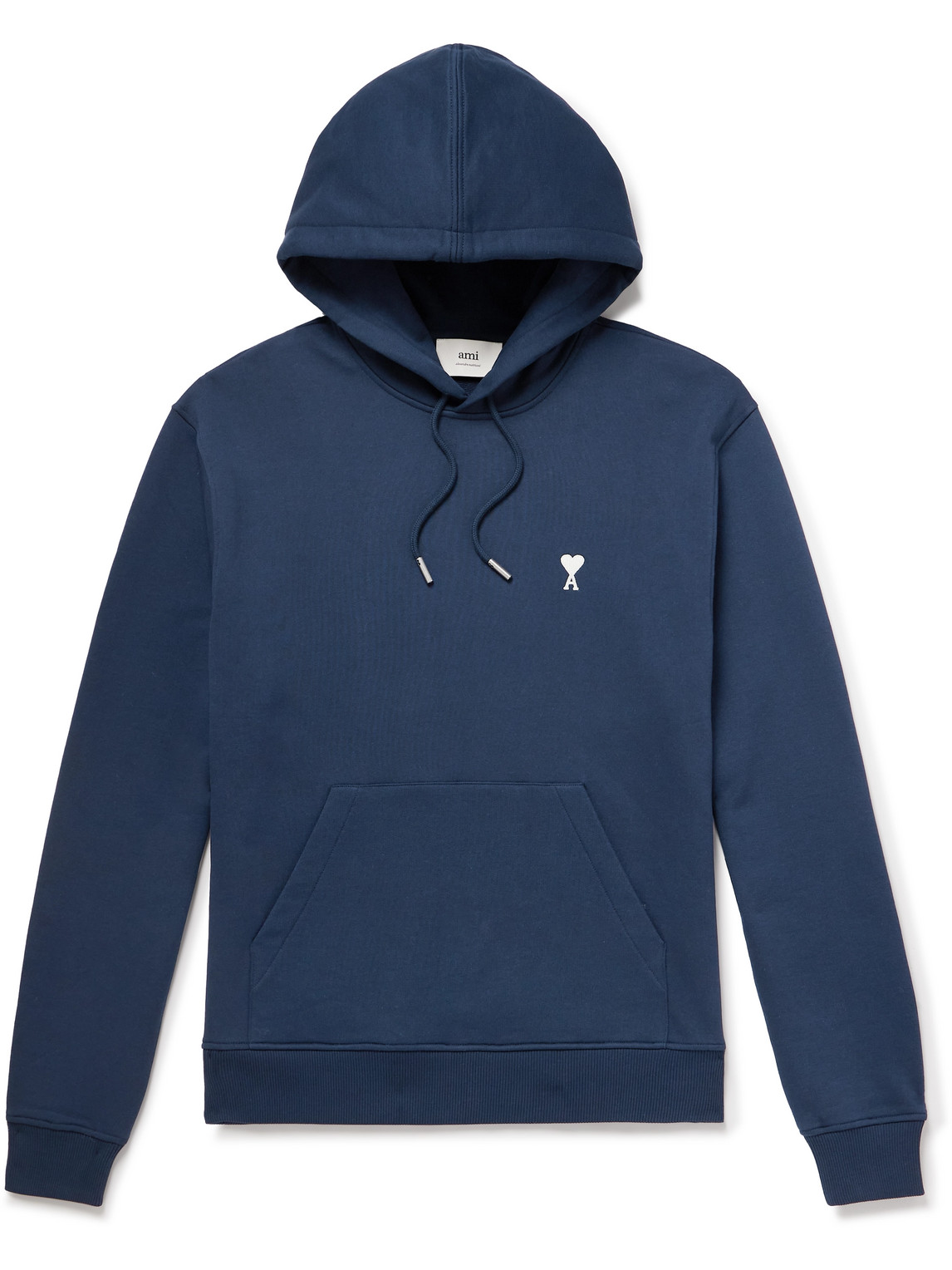 AMI PARIS - Logo-Embroidered Organic Cotton-Jersey Hoodie