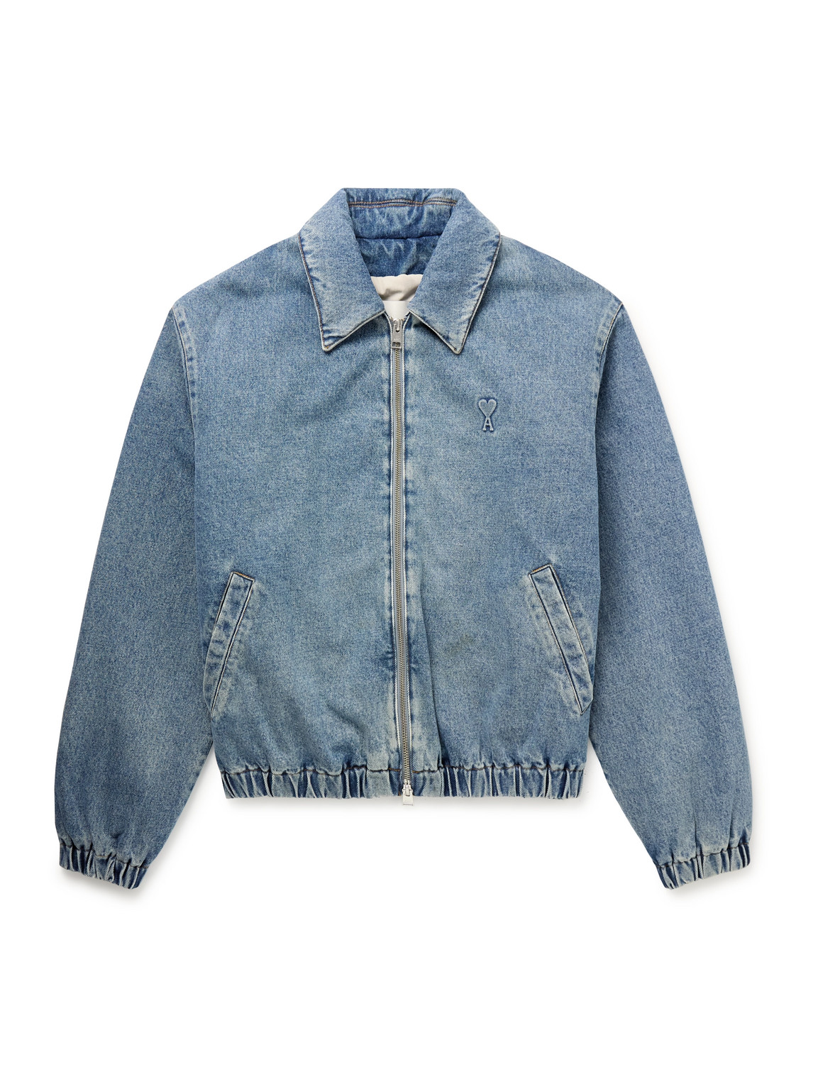 AMI PARIS ロゴ エンボス Padded デニム ボンバージャケット AMI PARIS - ADC Padded Logo-Embossed Denim Bomber Jacket